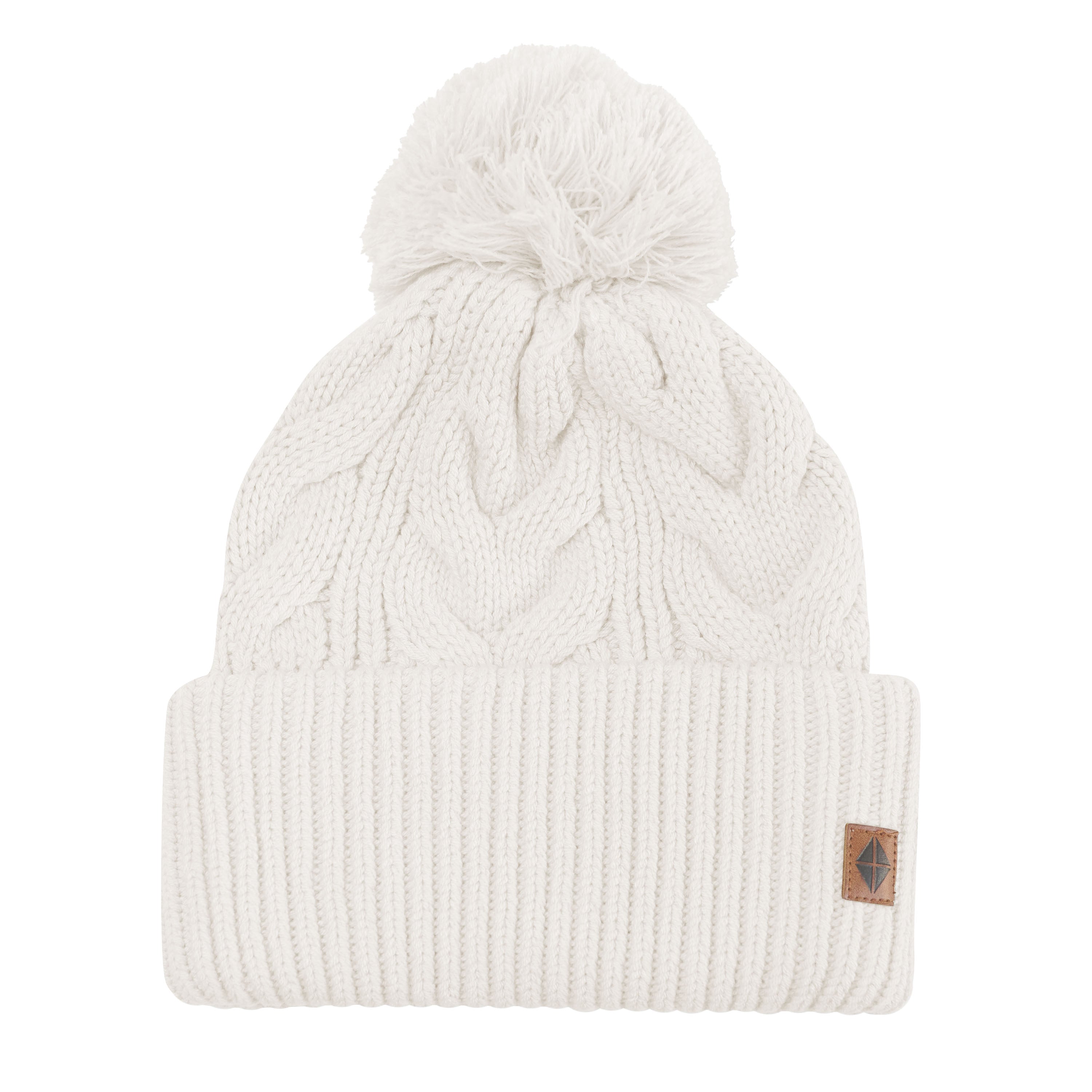 Product photo of the Cable Knit Adult Pom Beanie in Oat