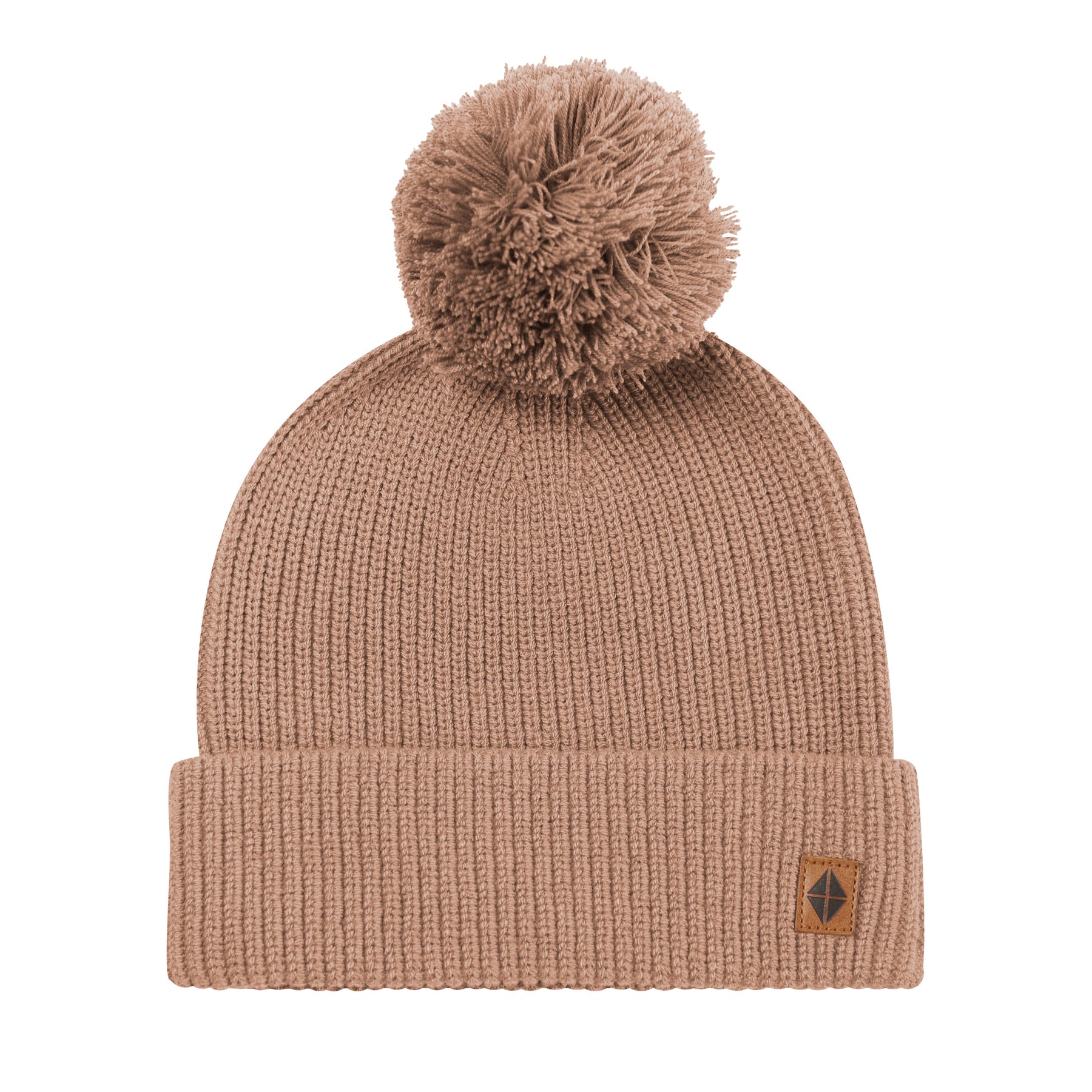 Product photo of the Chunky Knit Adult Pom Beanie in Latte