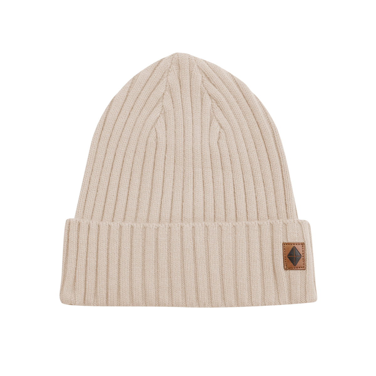 Chunky Knit Adult Ribbed Beanie in Almond