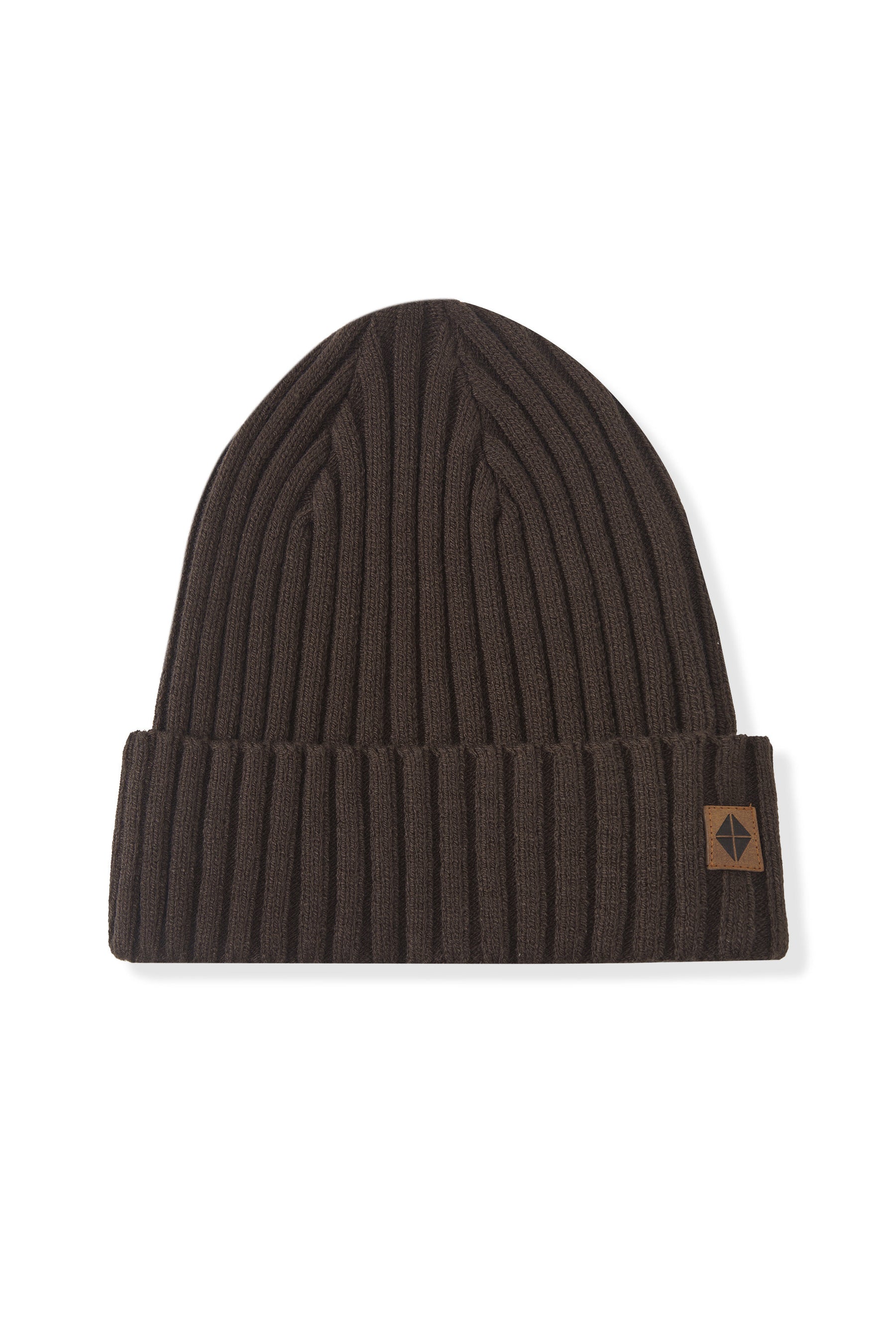 Chunky Knit Adult Ribbed Beanie in Espresso on a white background