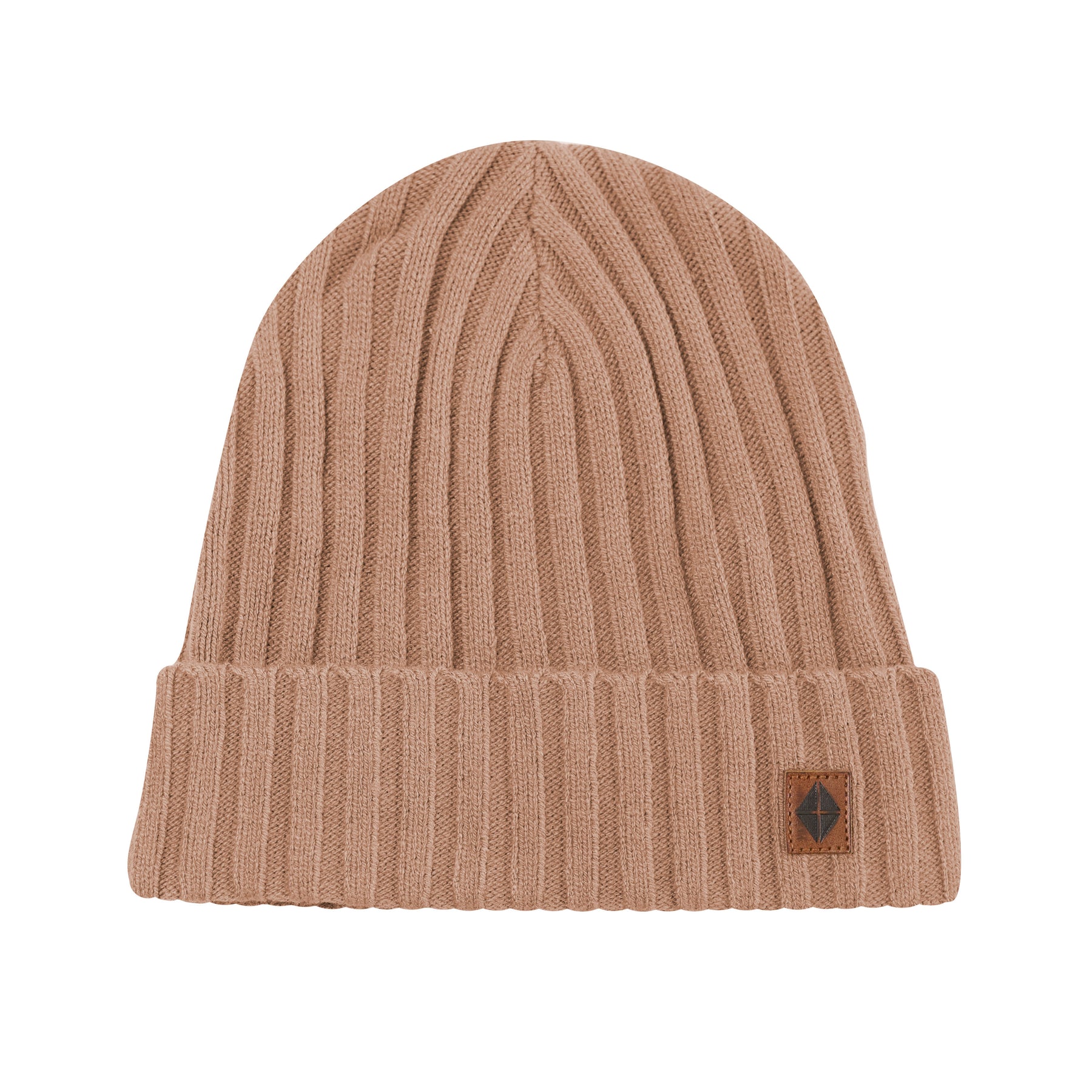 Product photo of the Chunky Knit Adult Ribbed Beanie in Latte