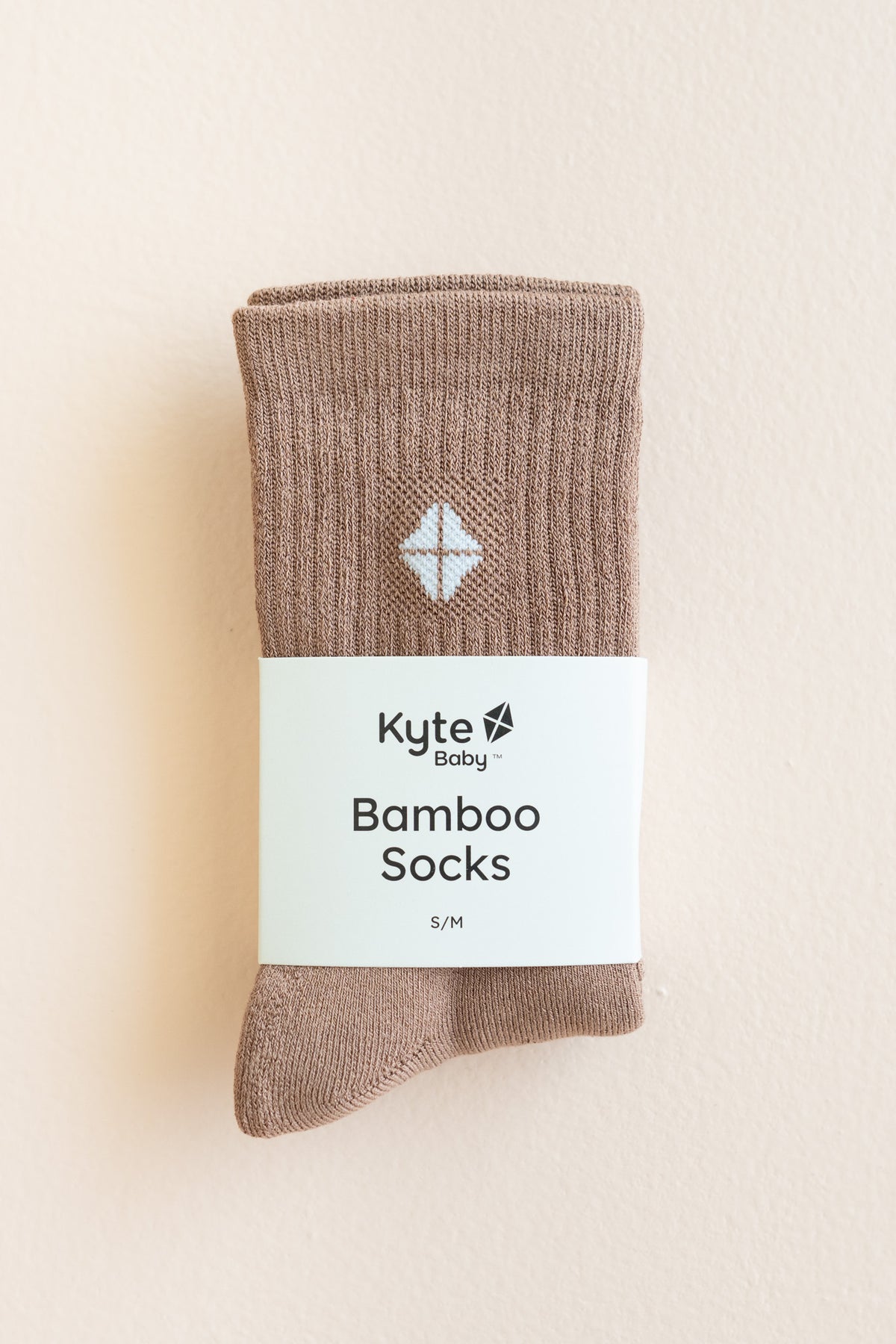 Adult Crew Socks in Latte shown in package