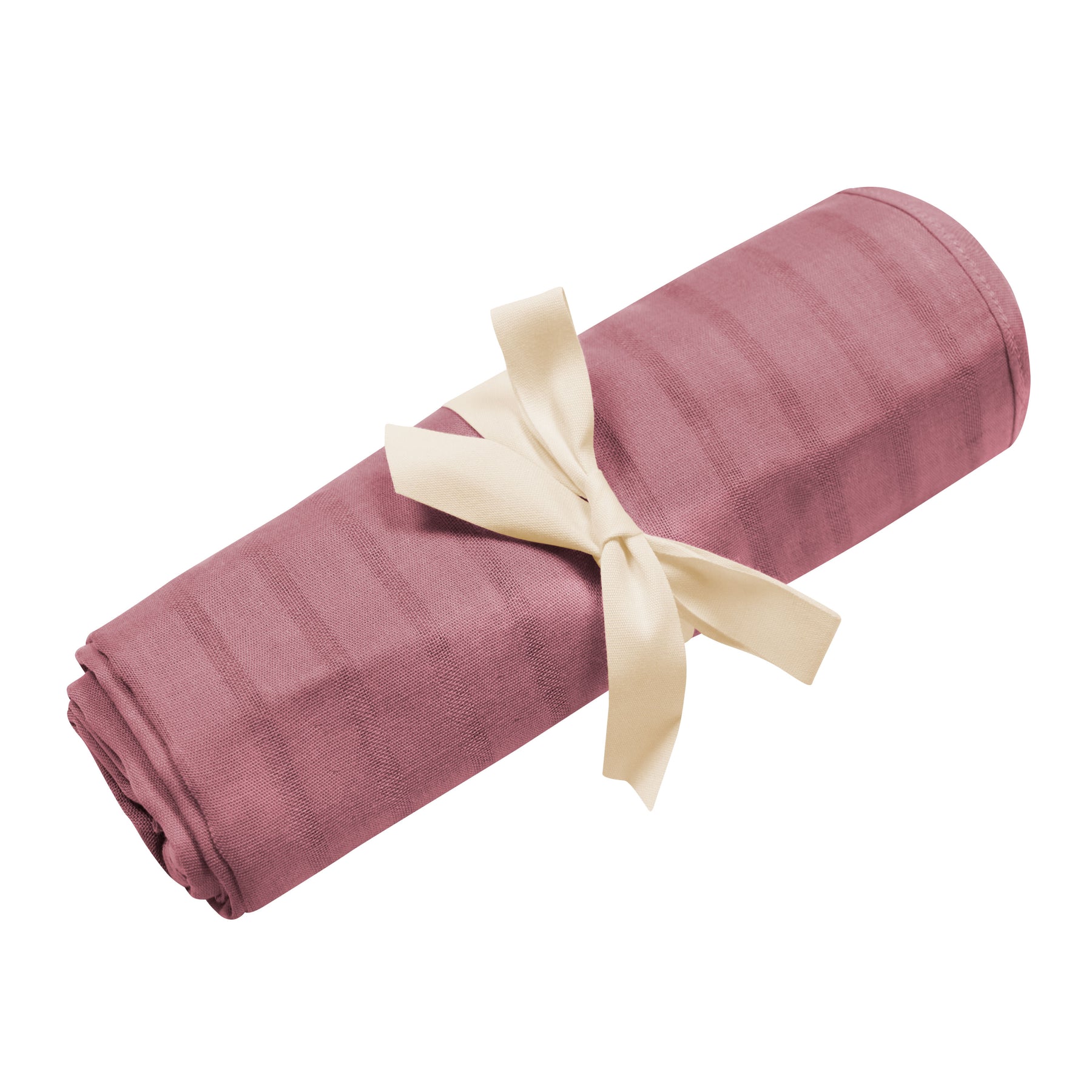 Bamboo Muslin Swaddle Blanket in Dusty Rose folded with bow