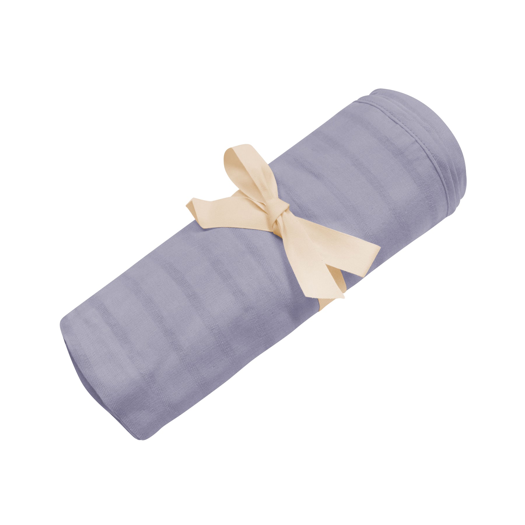 Bamboo Muslin Swaddle Blanket in Haze folded with bow