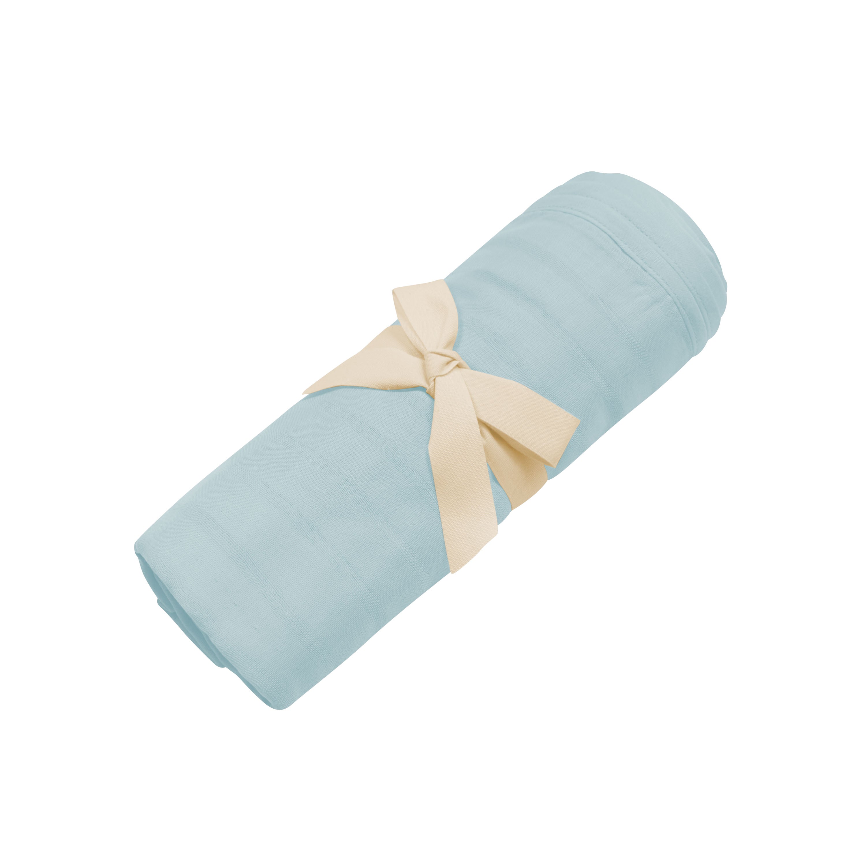 Bamboo Muslin Swaddle Blanket in Mist folded with bow