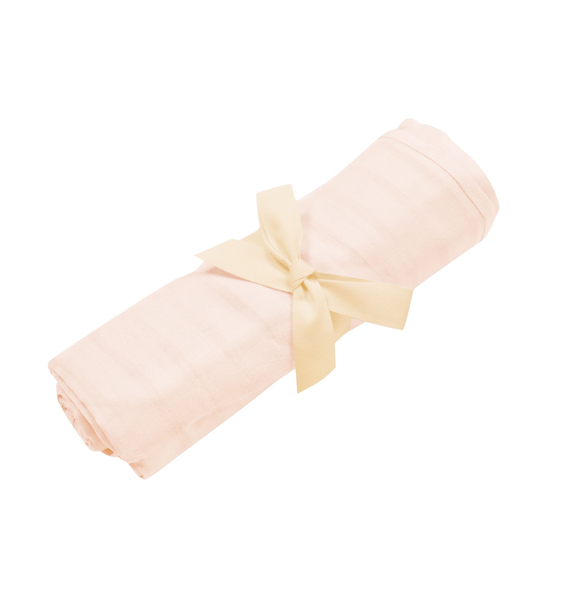 Bamboo Muslin Swaddle Blanket in Porcelain folded with bow