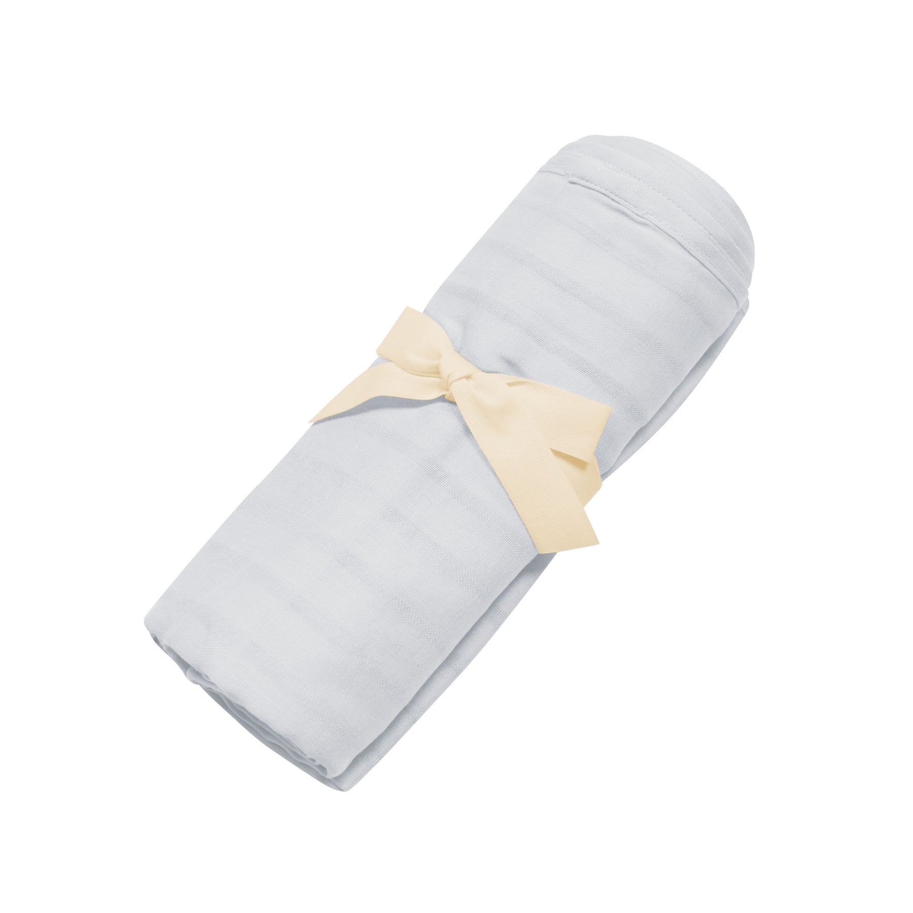 Bamboo Muslin Swaddle Blanket in Storm folded with bow