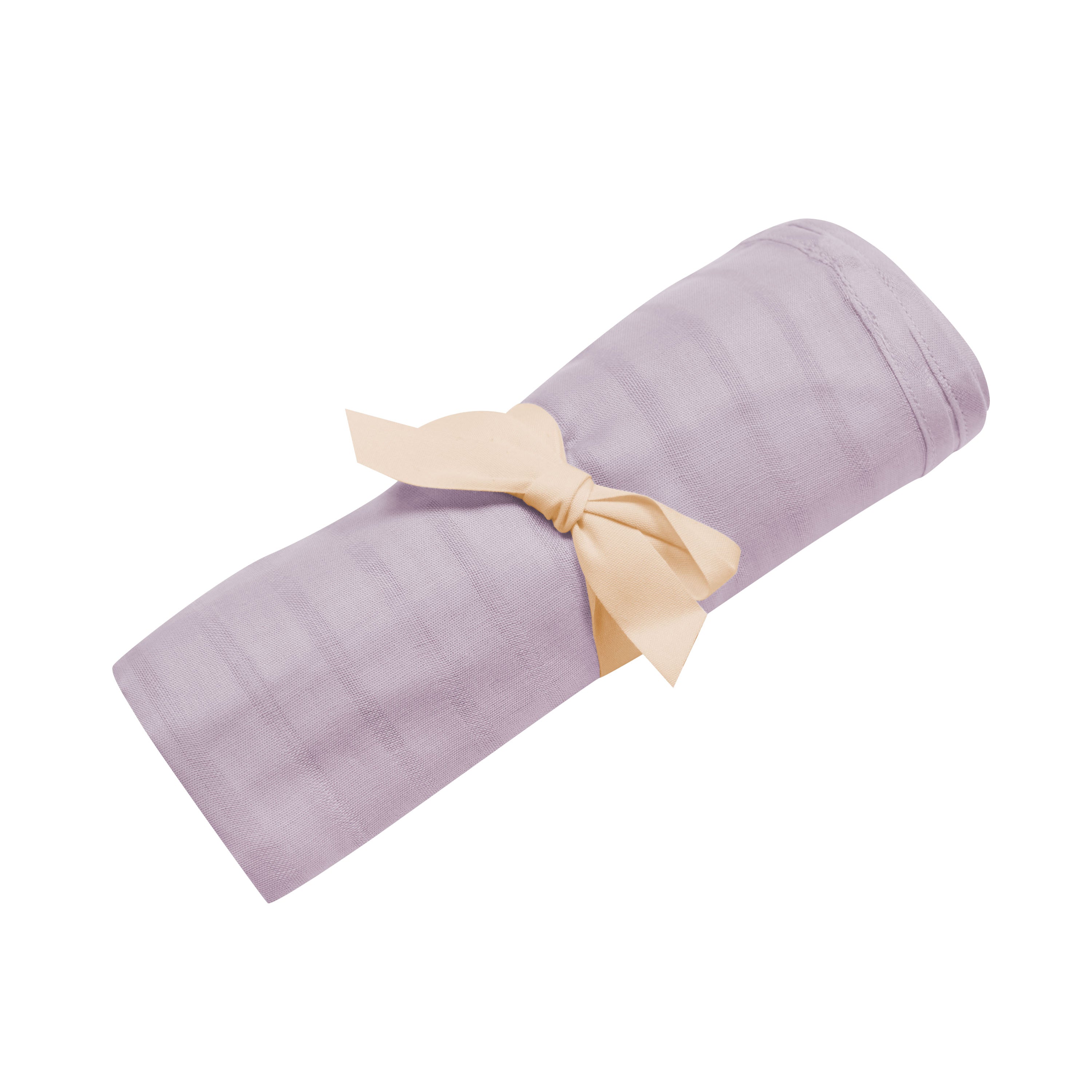 Bamboo Muslin Swaddle Blanket in Wisteria folded with bow