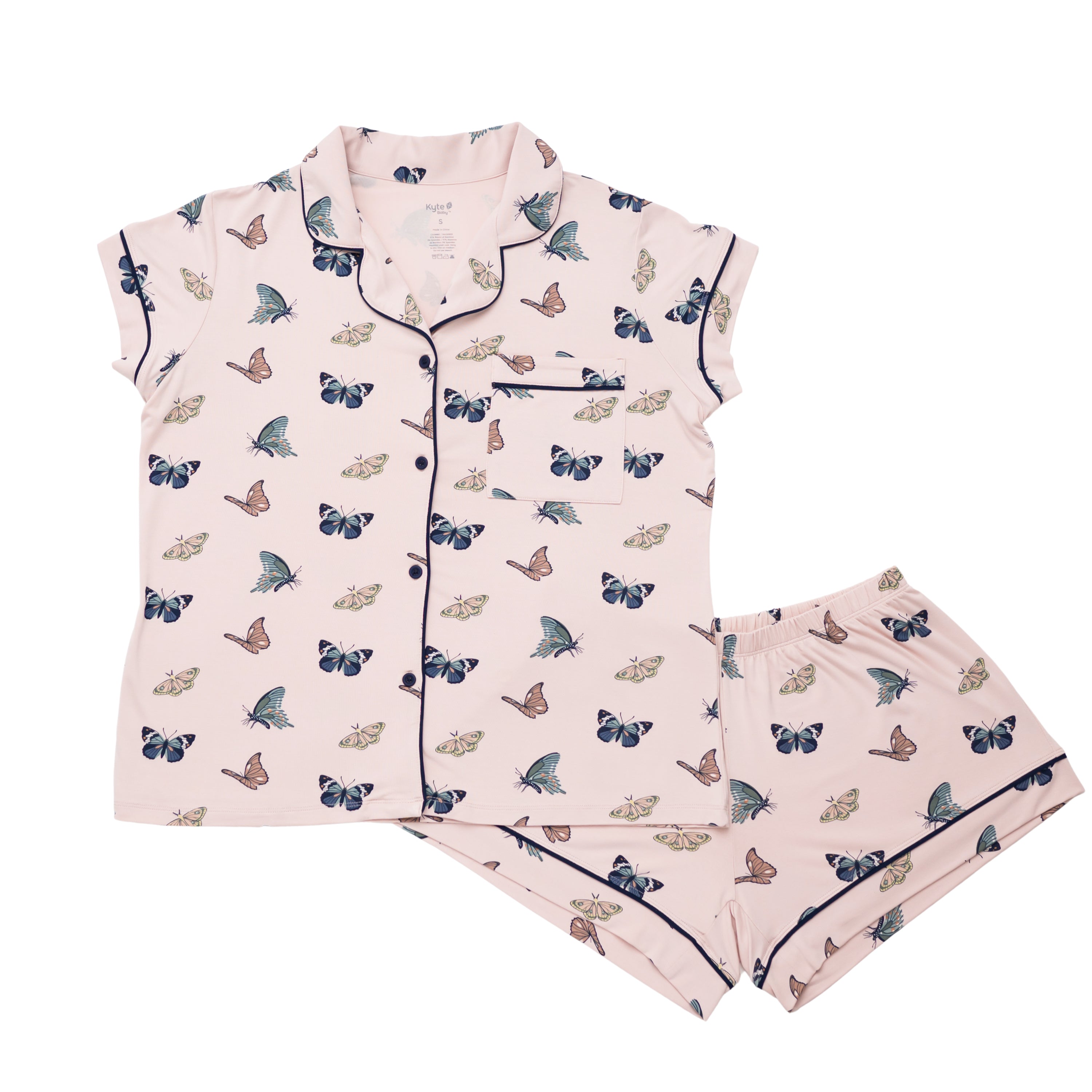 Women’s Short Sleeve Pajama Set in Blush Butterfly