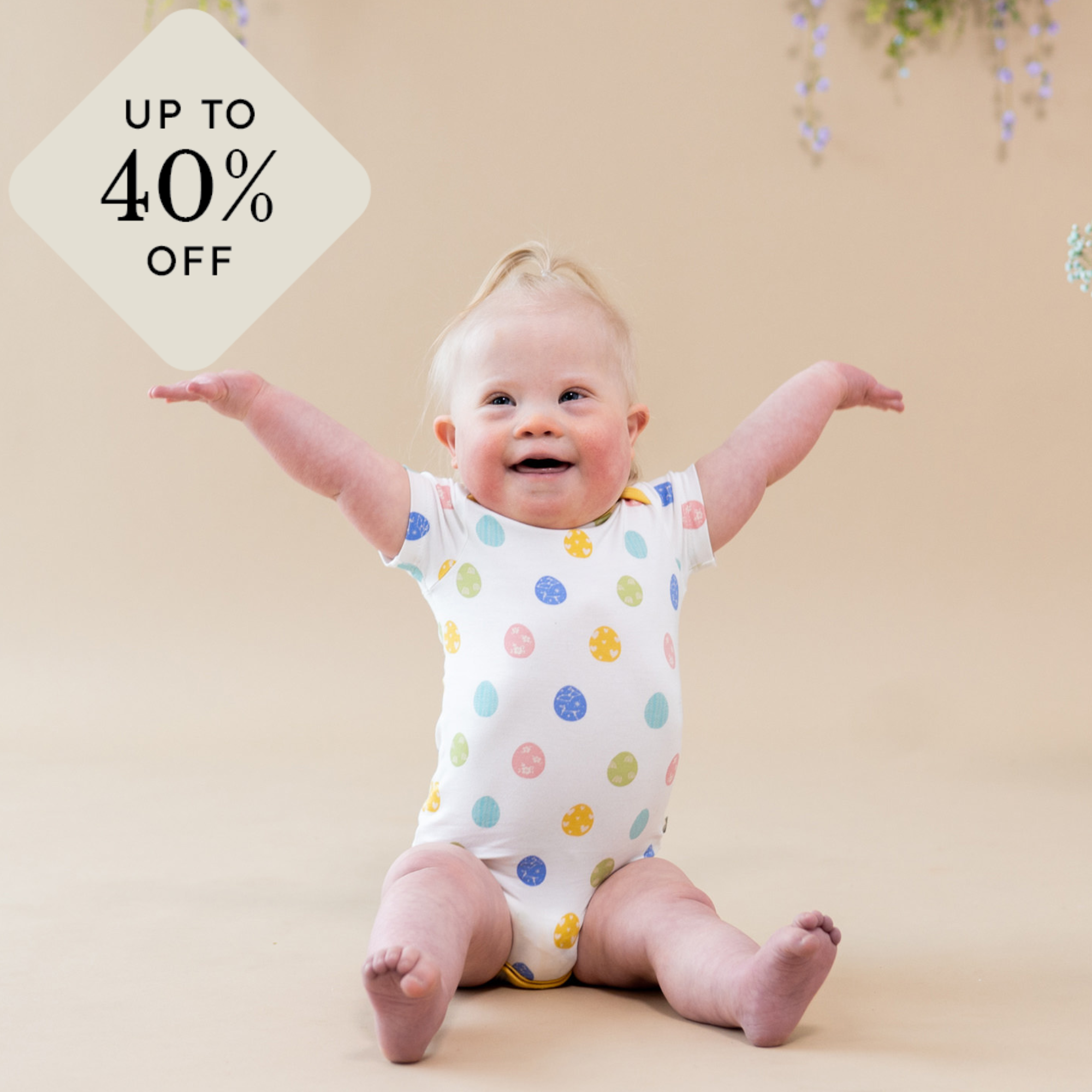 baby in spring egg bodysuit with up to 40% off icon