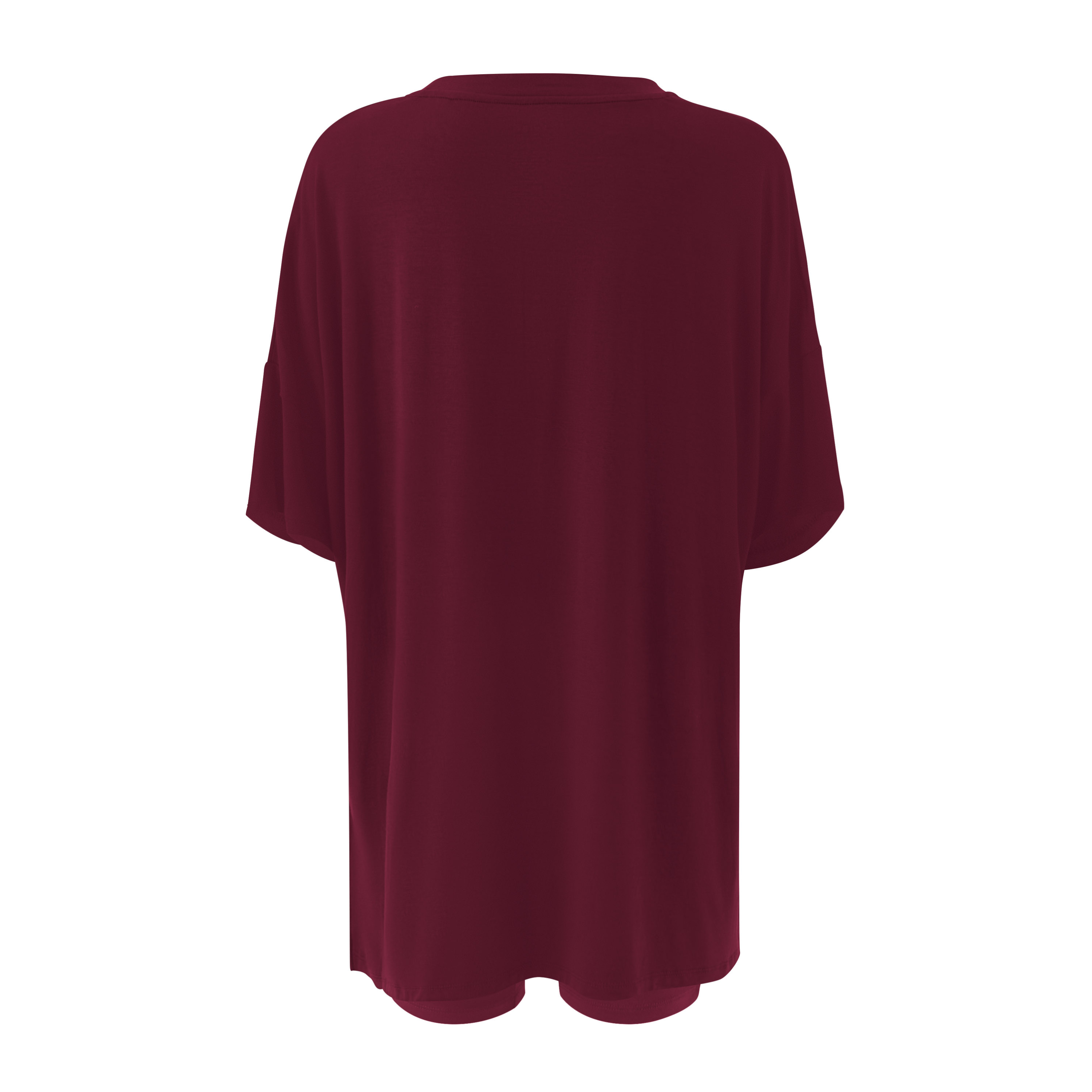 Back view of Women’s Biker Short Set in Burgundy