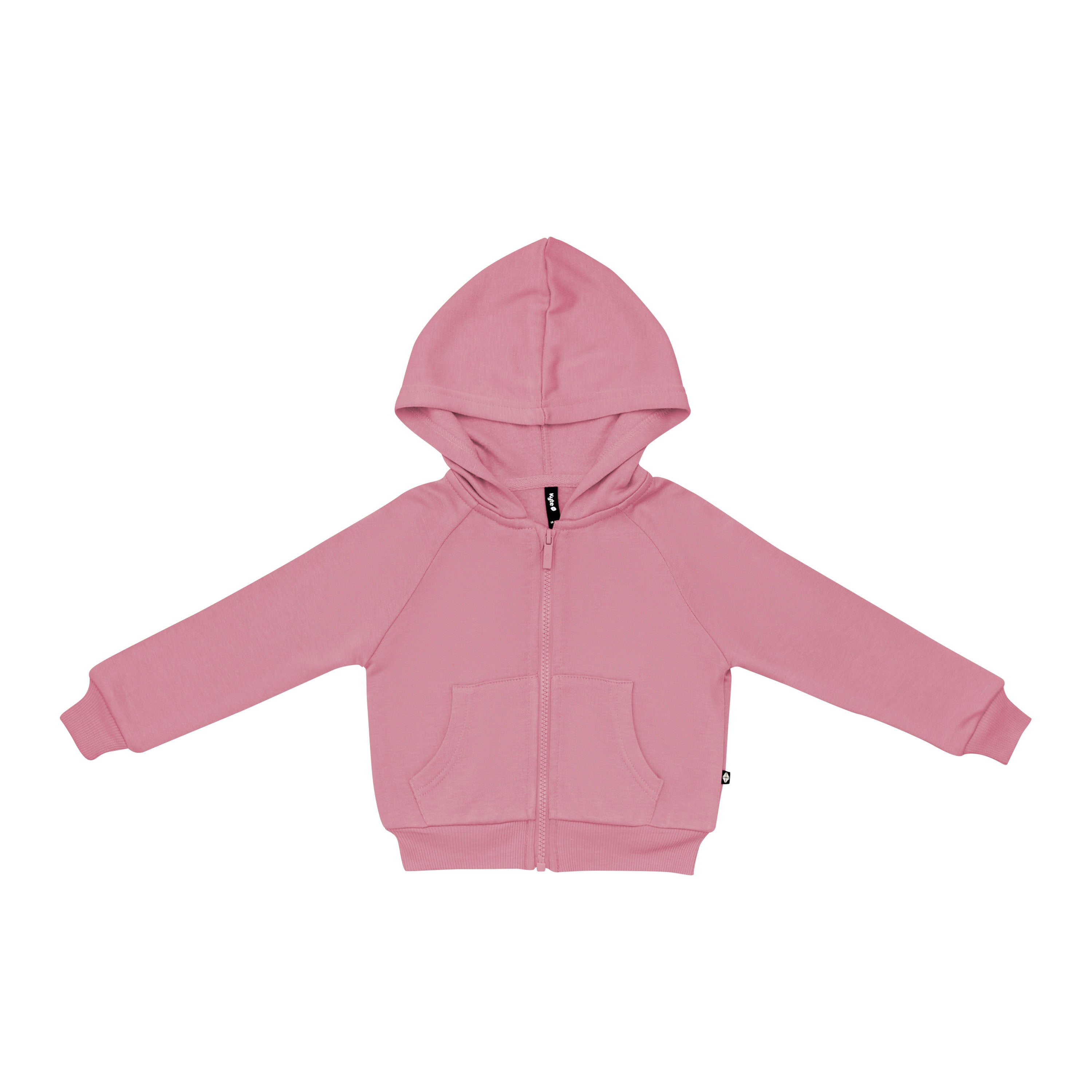 Fleece Zip Up Hoodie in Apple Blossom shown zipped