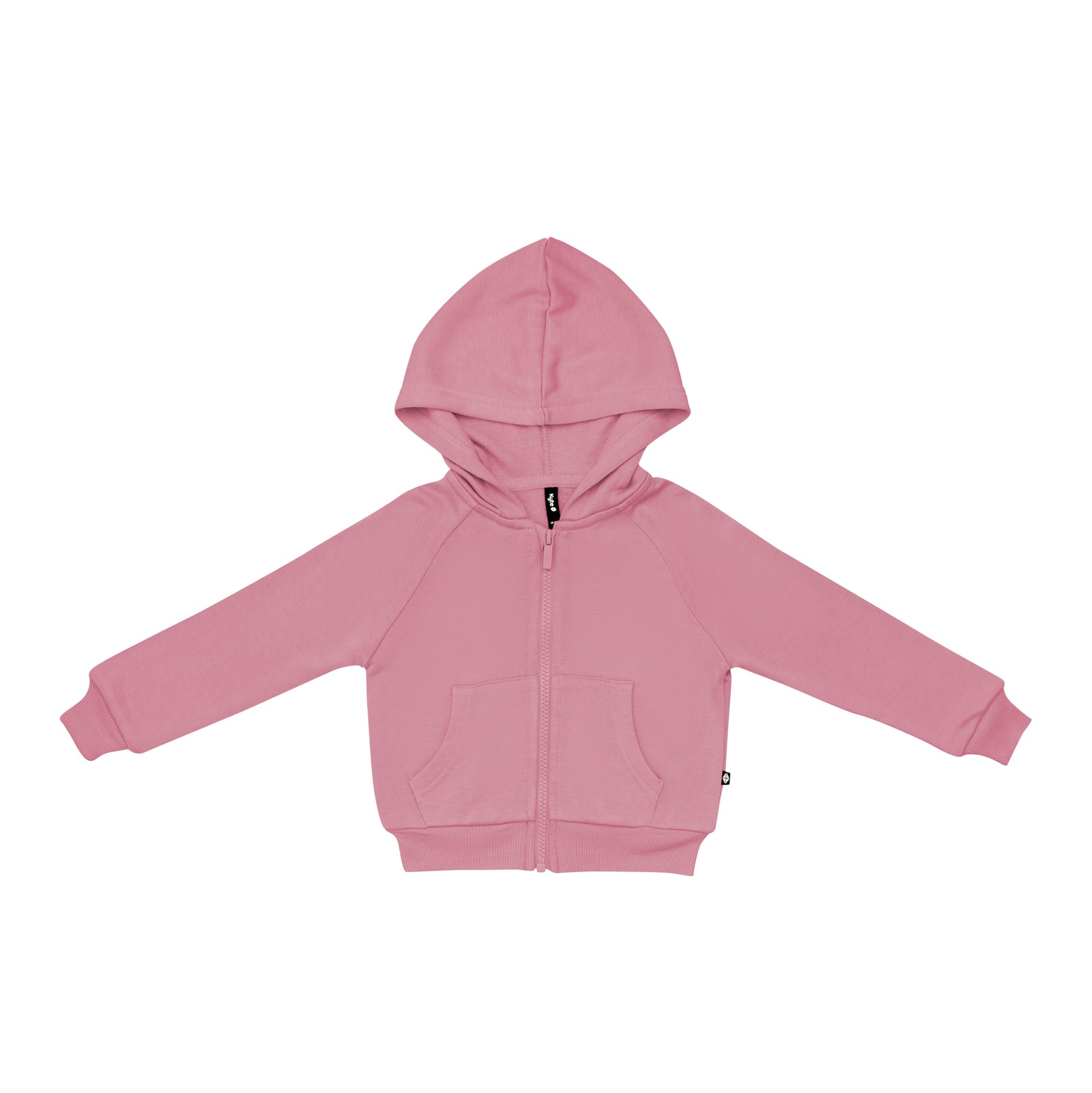 Fleece Zip Up Hoodie in Apple Blossom shown zipped