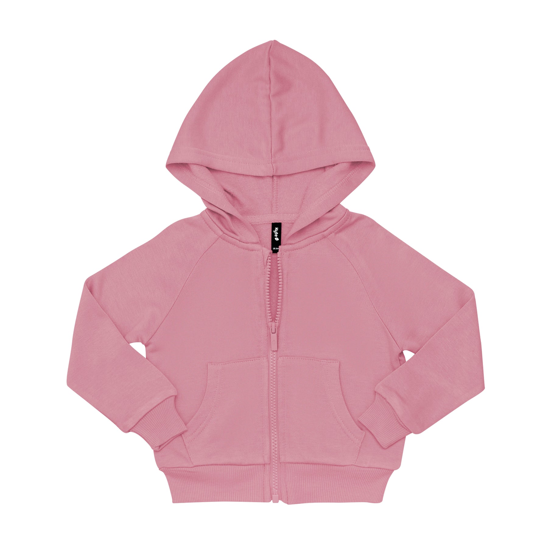 Fleece Zip Up Hoodie in Apple Blossom shown unzipped with the arms folded inwards