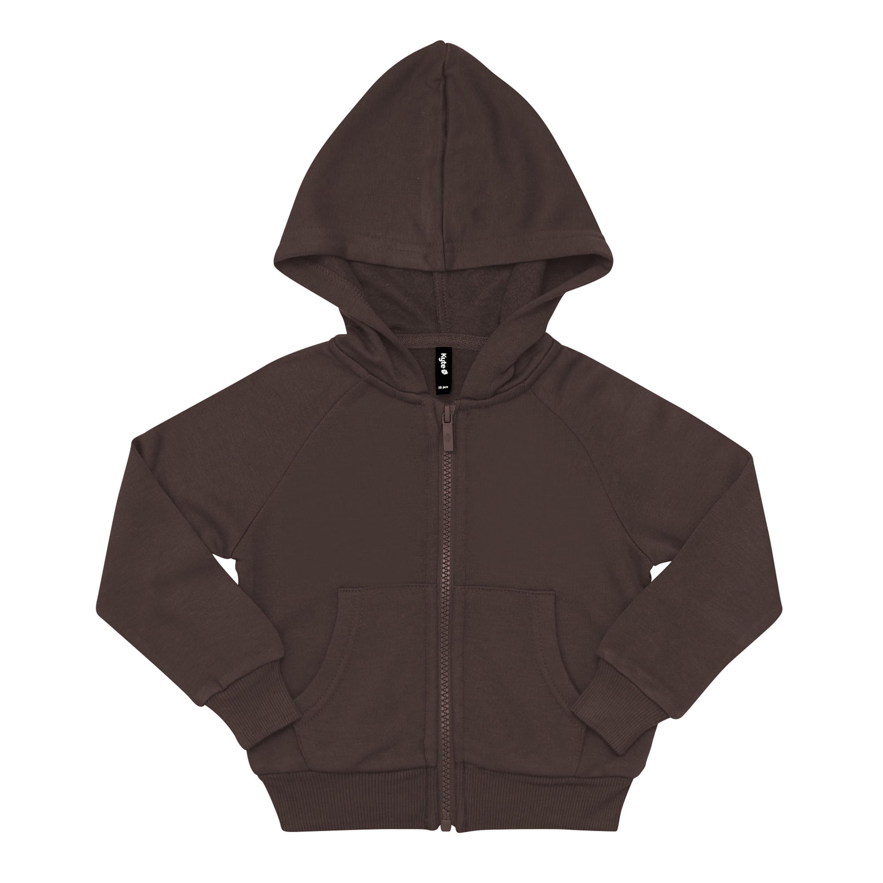 Fleece Zip Up Hoodie in Espresso shown zipped with the arms folded inwards