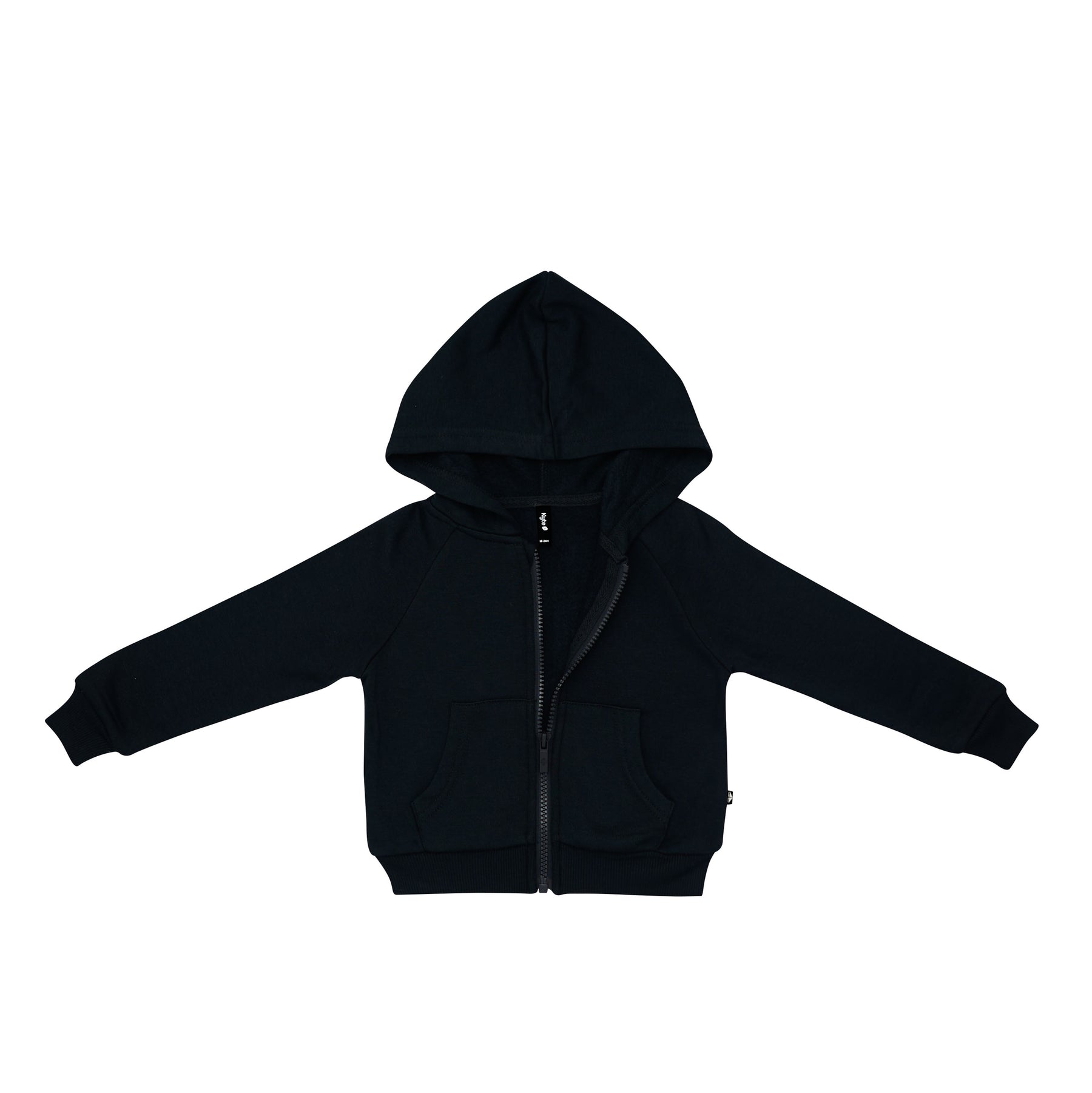 Fleece Zip Up Hoodie in Midnight shown unzipped