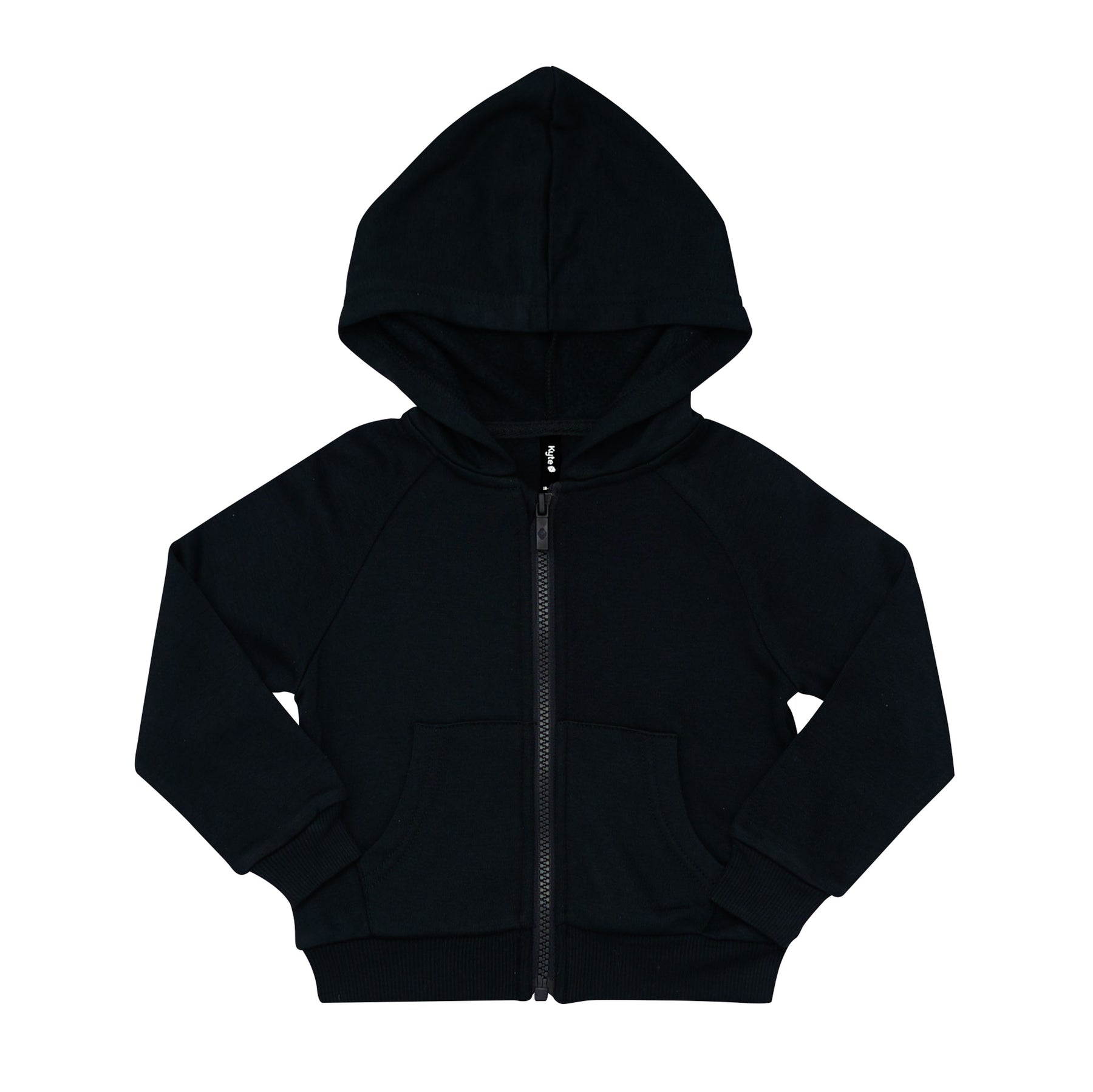 Fleece Zip Up Hoodie in Midnight shown zipped with the arms folded inwards