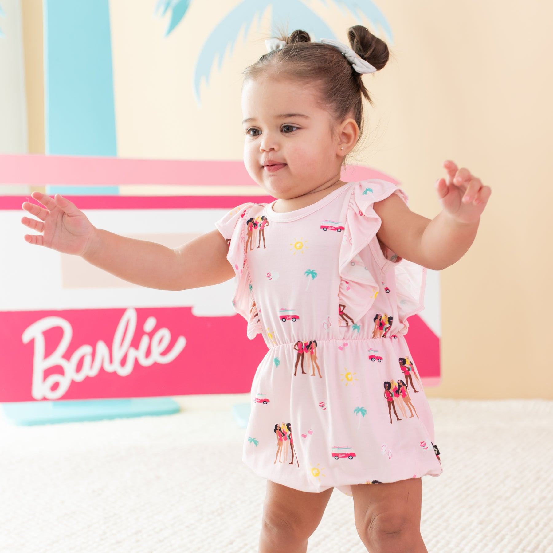 Toddler in Bubble Romper in Barbie™ Beach