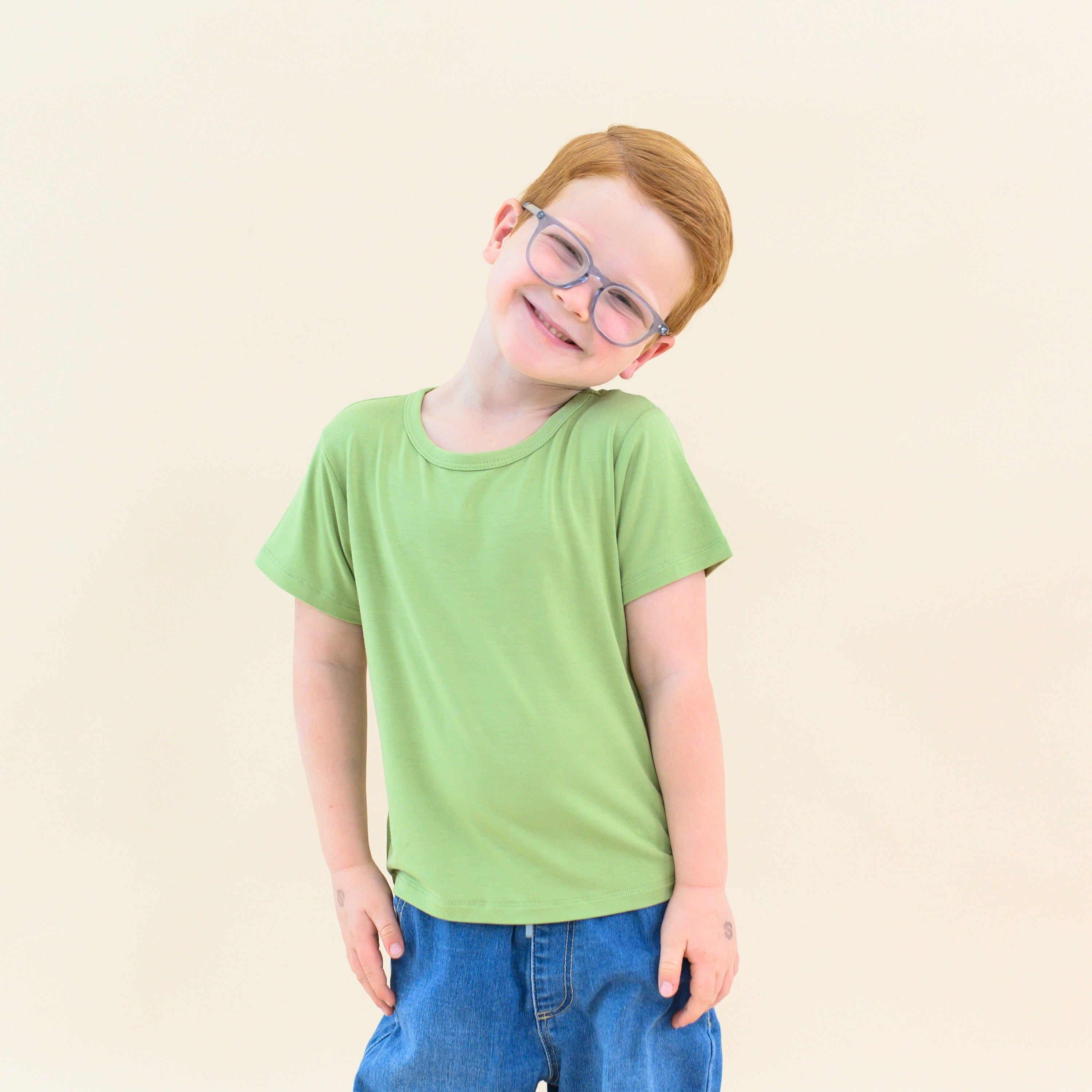 toddler modeling in honu basic tee