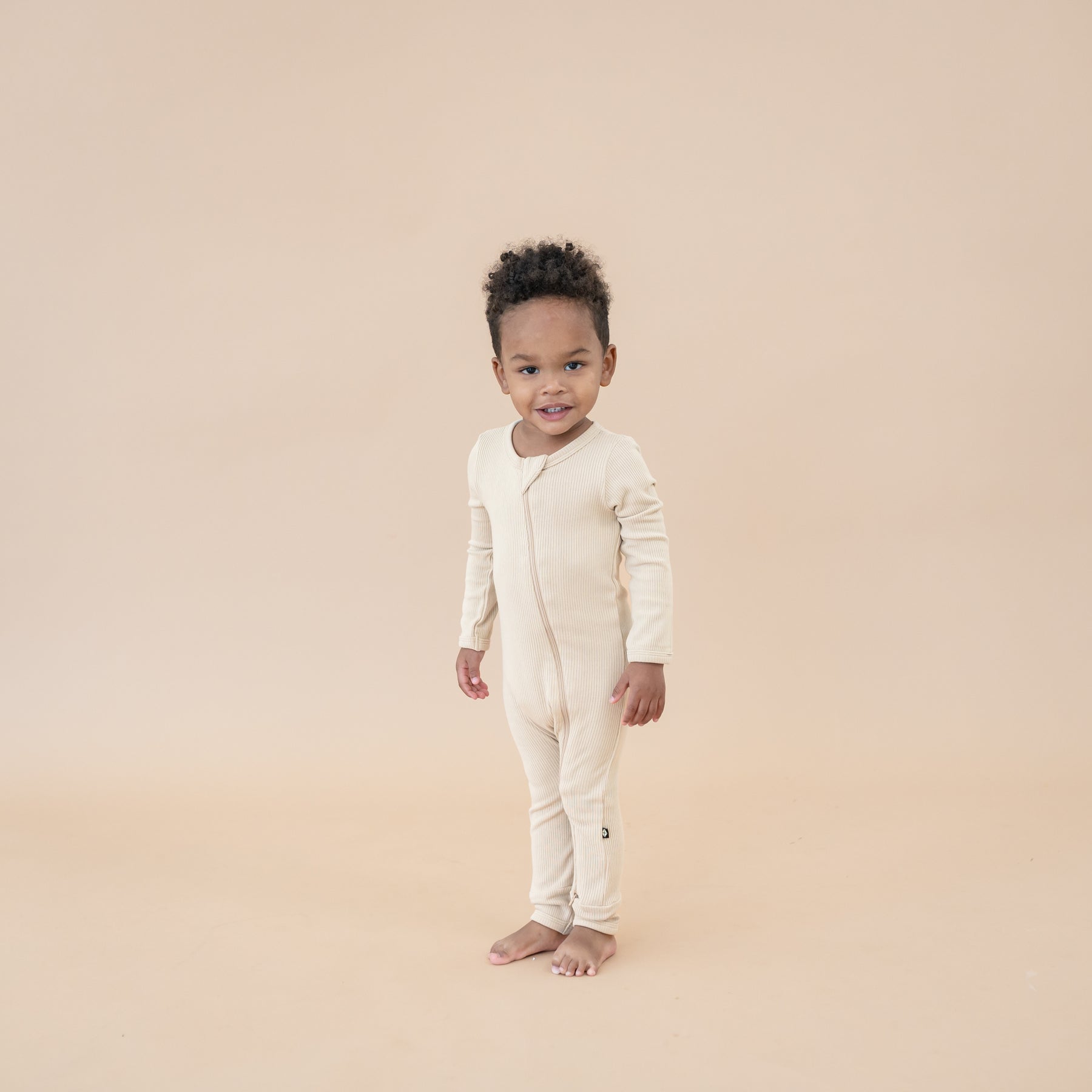 Ribbed Zipper Romper in Bisque