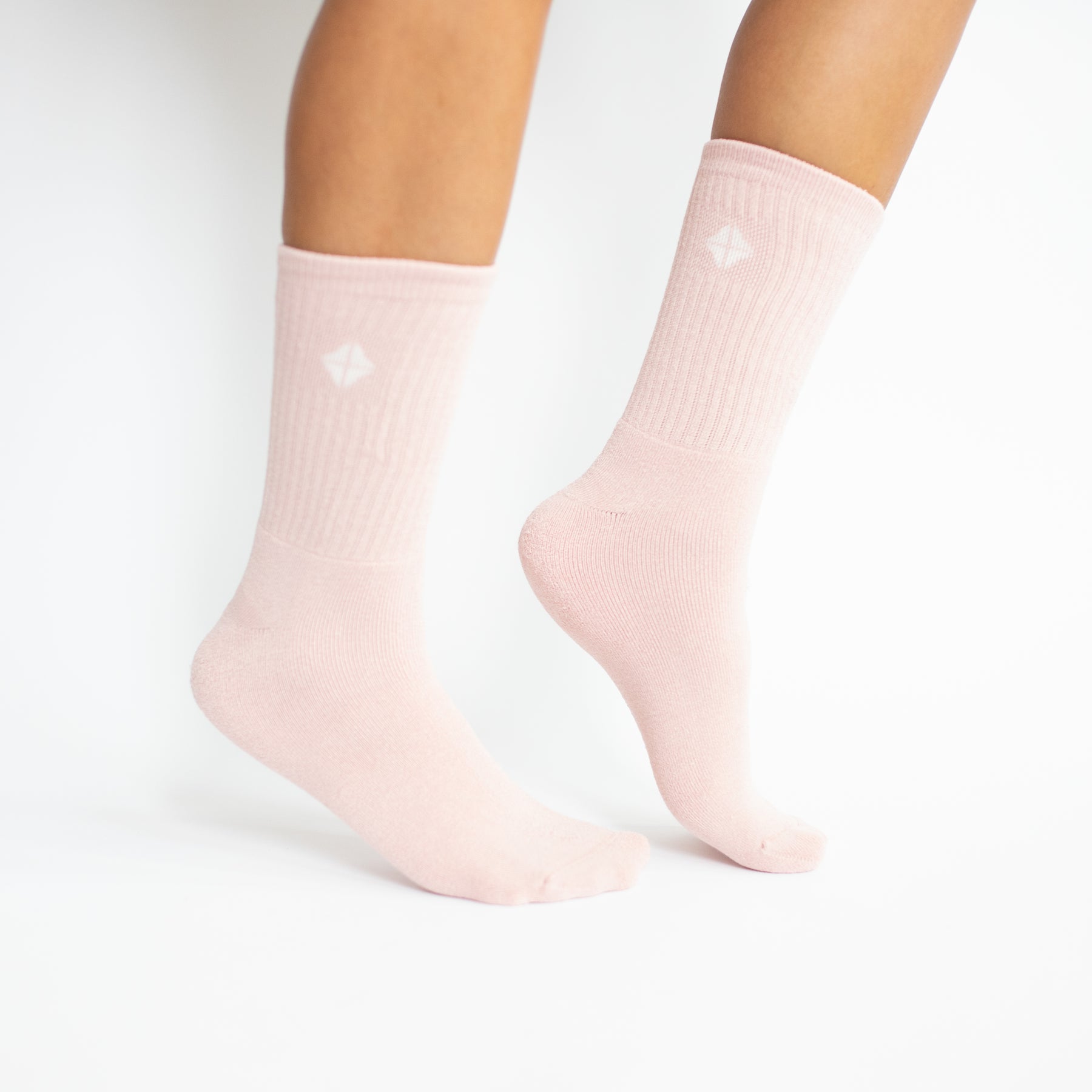 Crew Socks in Blush worn on a model