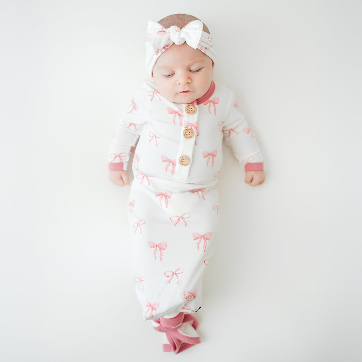 Baby modeling Knotted Gown with Bow Headband Set in Bow