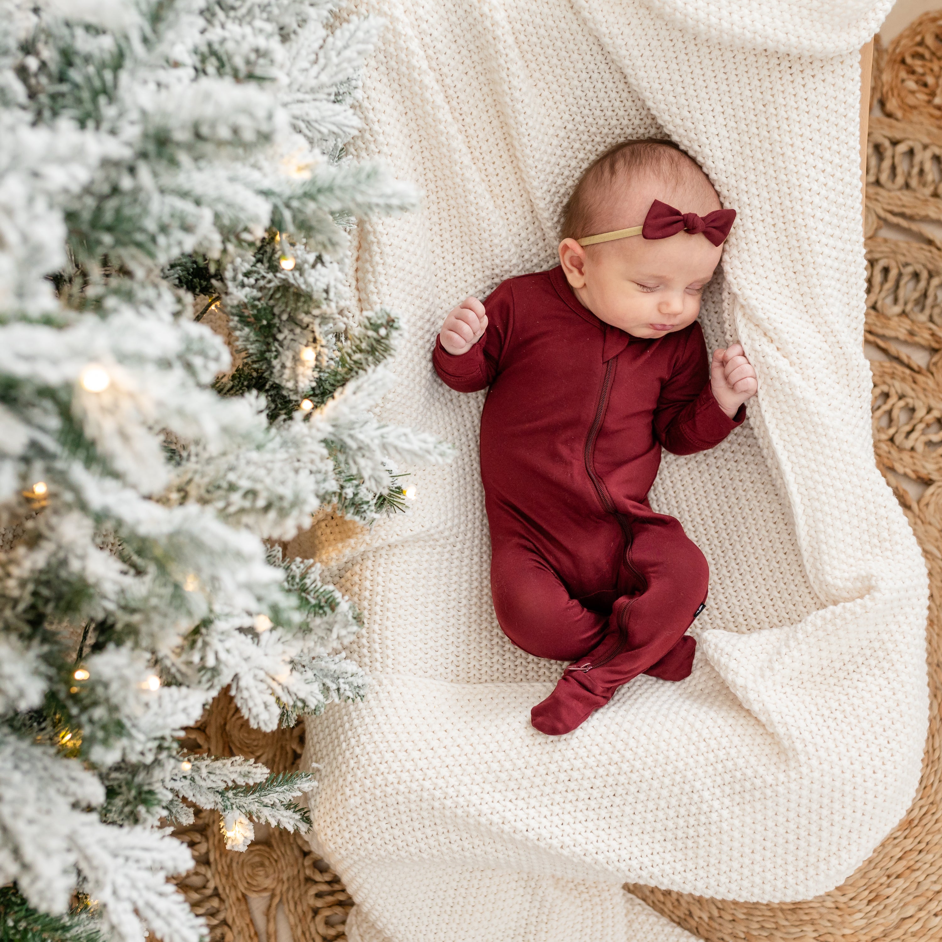 Zippered Footie in Burgundy