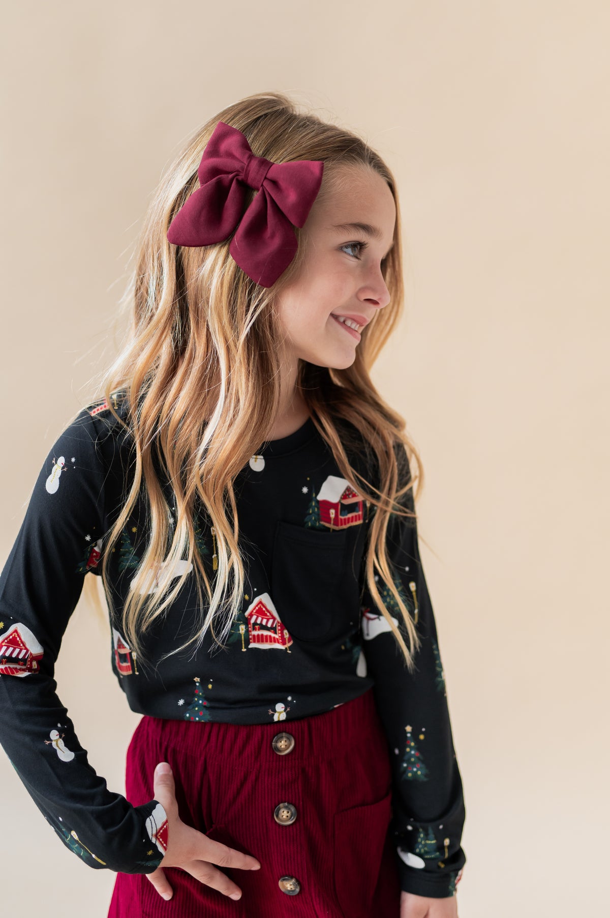 Medium Alligator Clip Bow in Burgundy