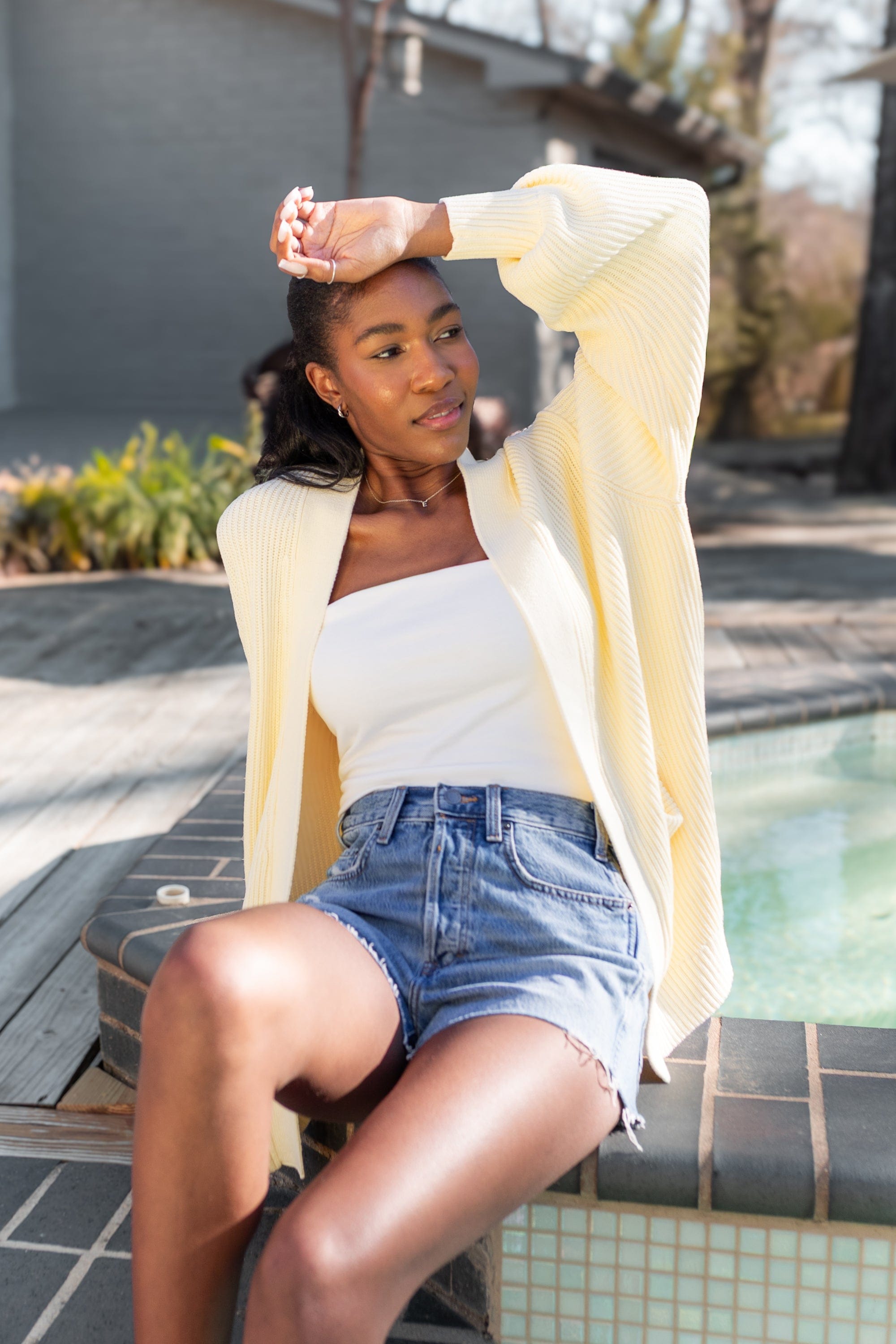 Chunky Knit Women's Oversized Cardigan in Chamomile