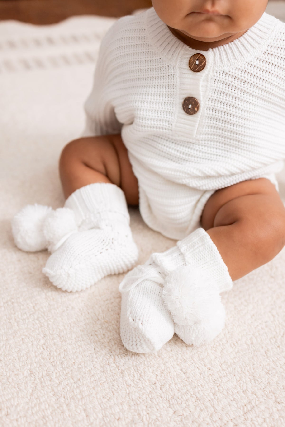 Knit Booties in Cloud