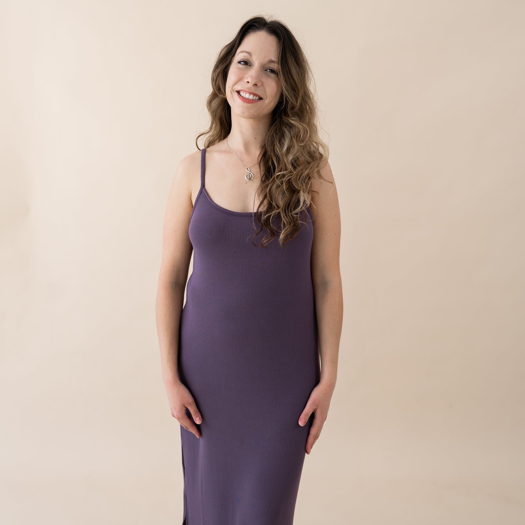 Women's Ribbed Cami Dress in Currant