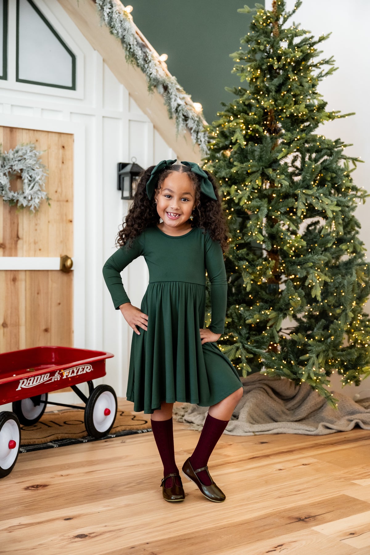 Long Sleeve Twirl Dress in Cypress