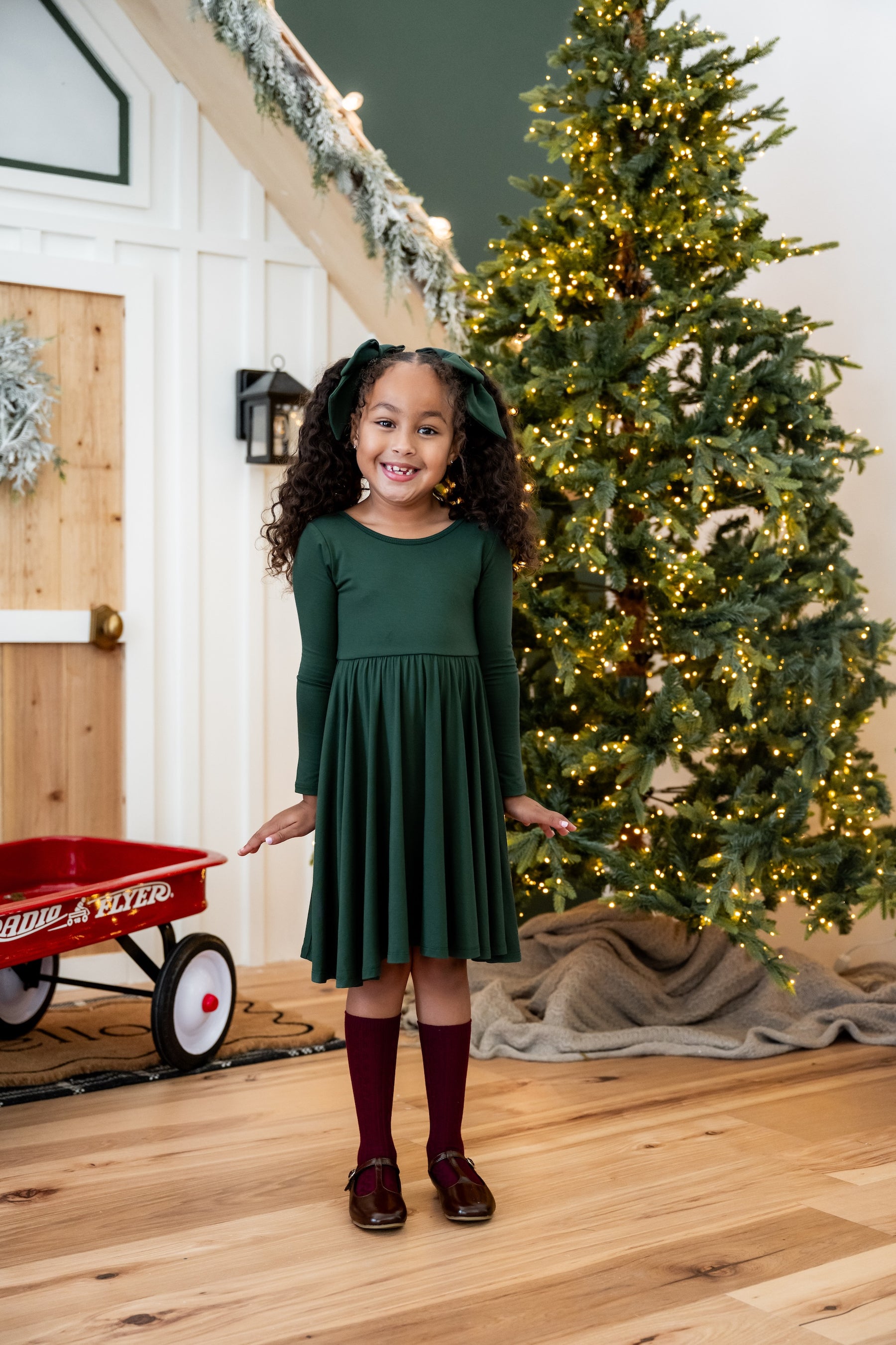Long Sleeve Twirl Dress in Cypress