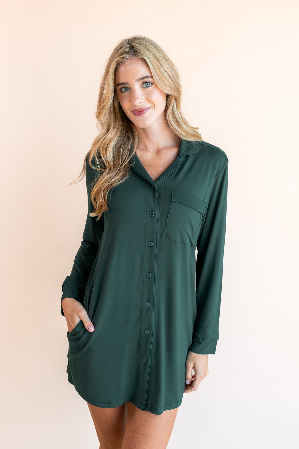 Long Sleeve Women’s Nightshirt in Cypress