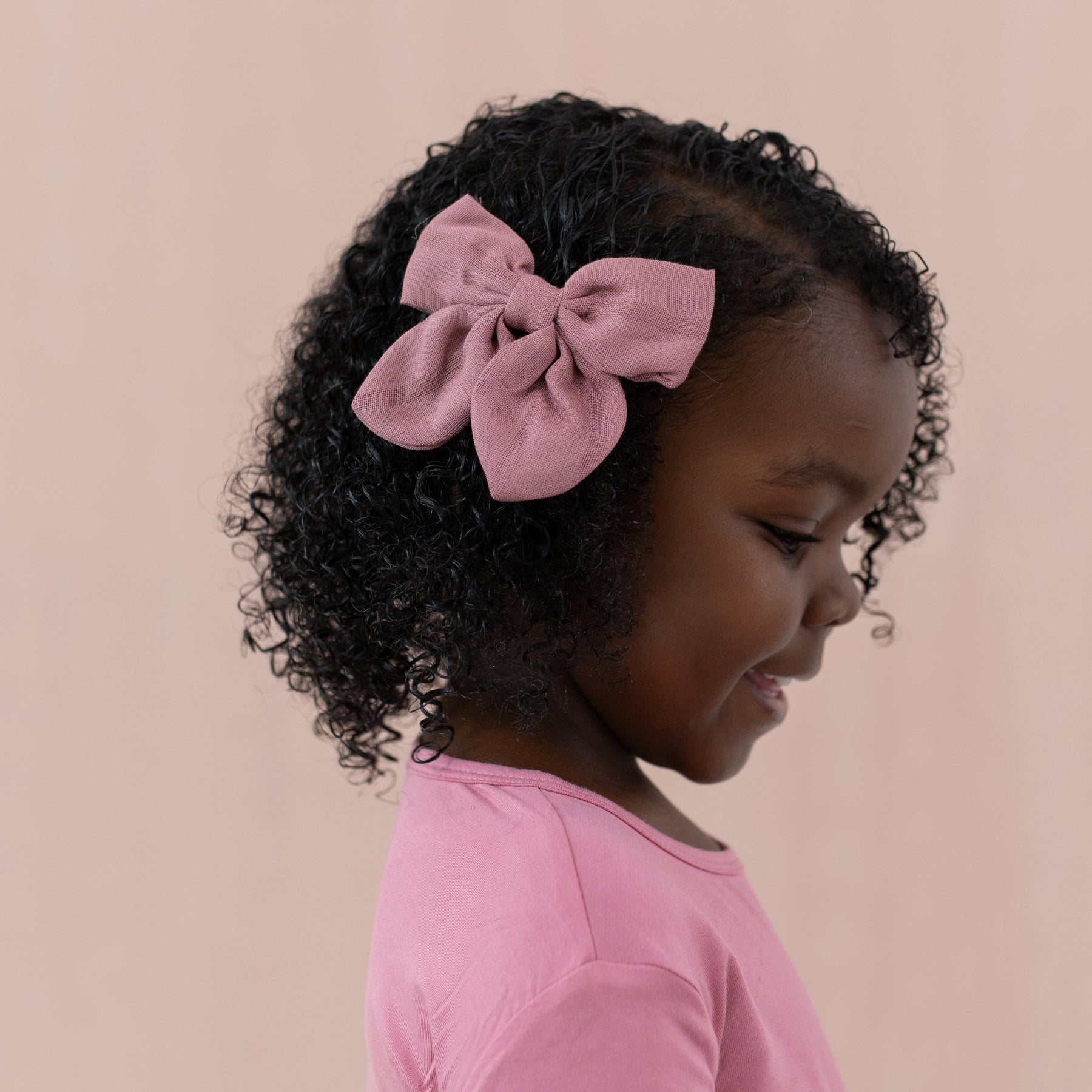 Bamboo Muslin Alligator Clip Bow in Dusty Rose