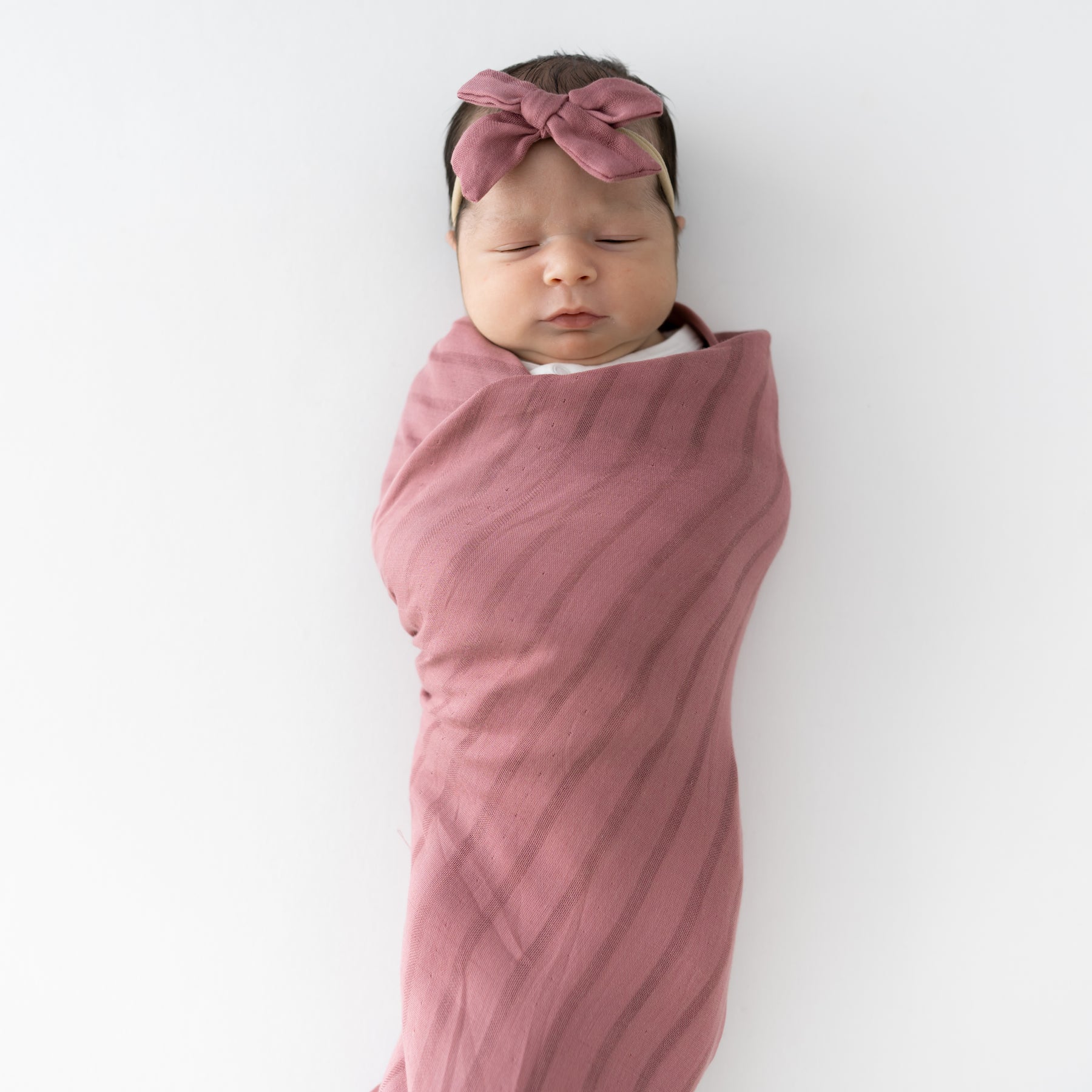 Bamboo Muslin Tiny Bow in Dusty Rose