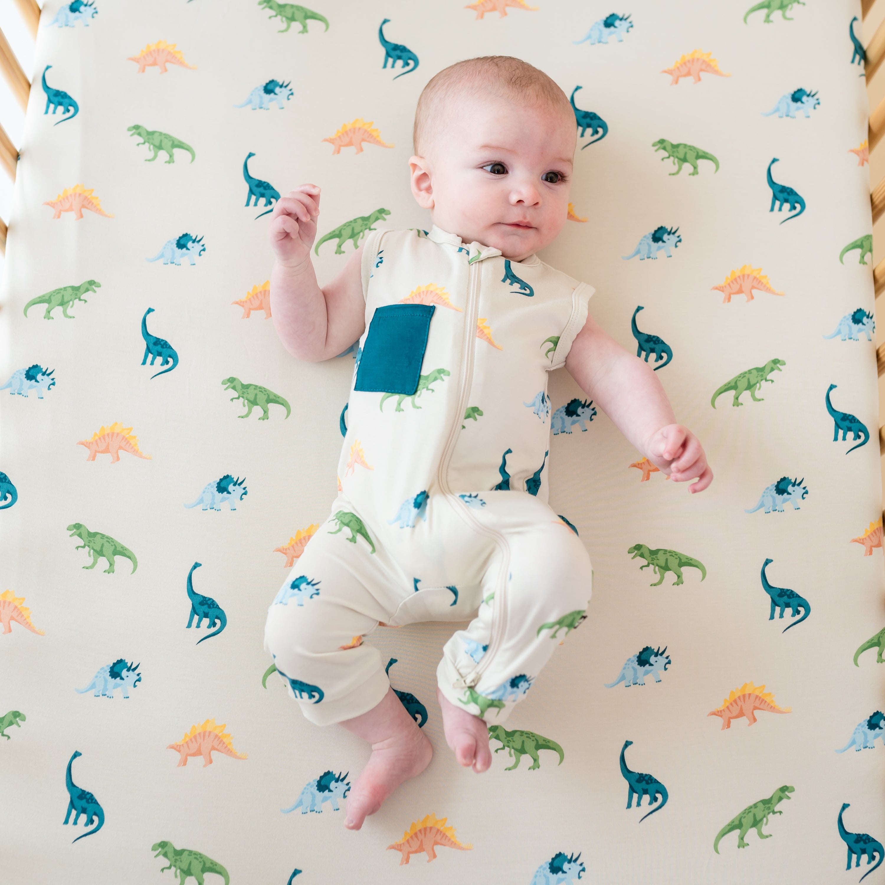 Zippered Sleeveless Romper in Ecru Roar - Main Image