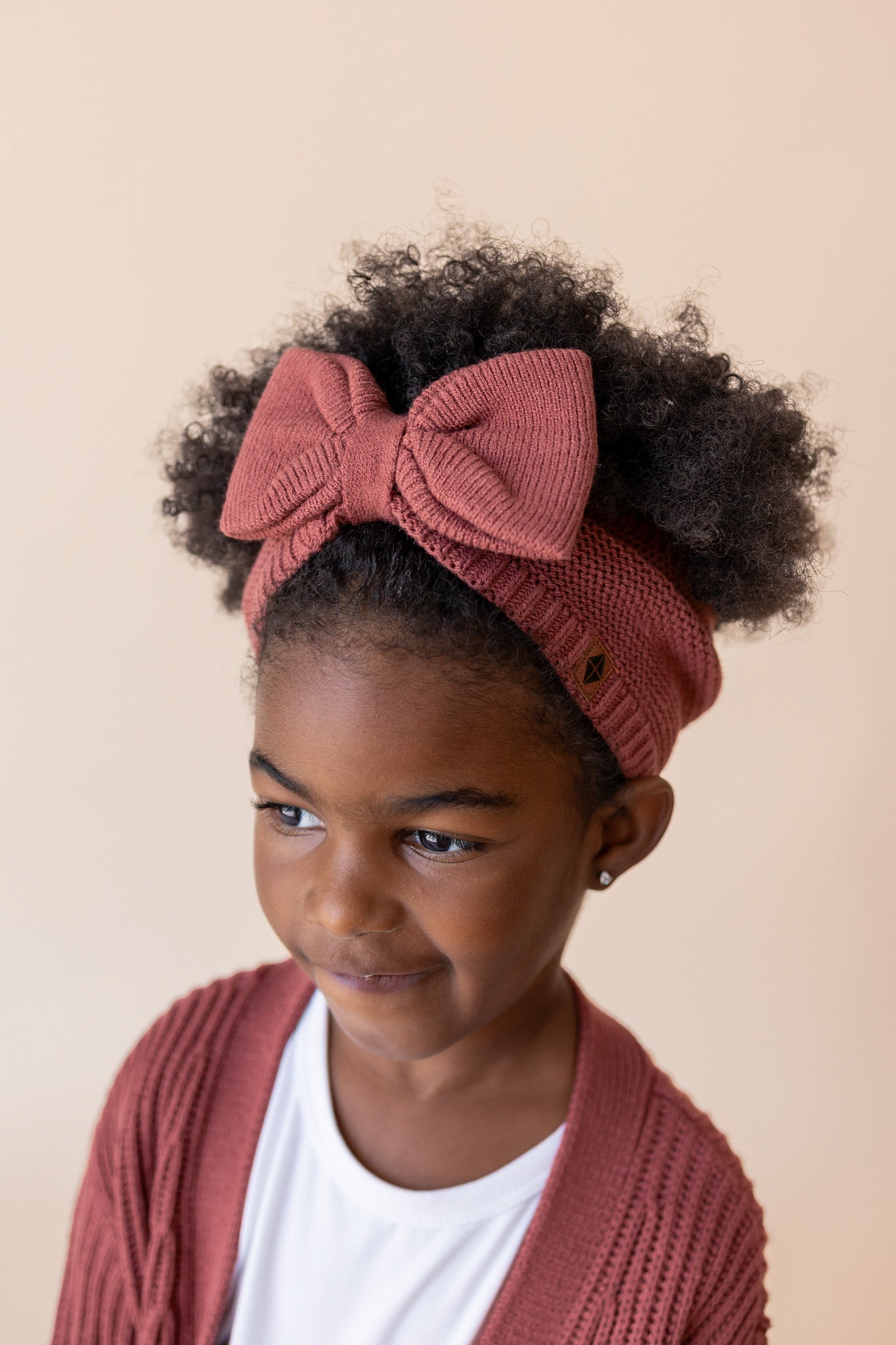 Chunky Knit Bow Headband in Ember