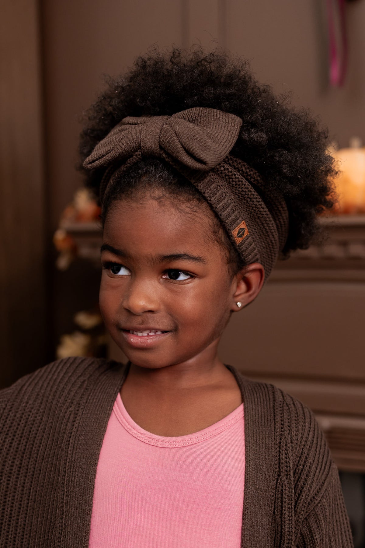 Chunky Knit Bow Headband in Espresso