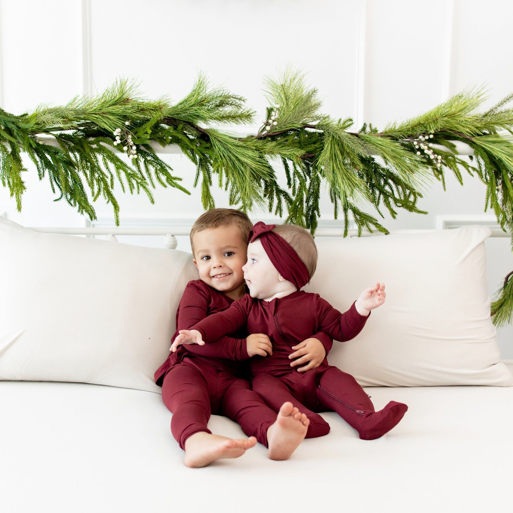 Long Sleeve Pajamas in Burgundy