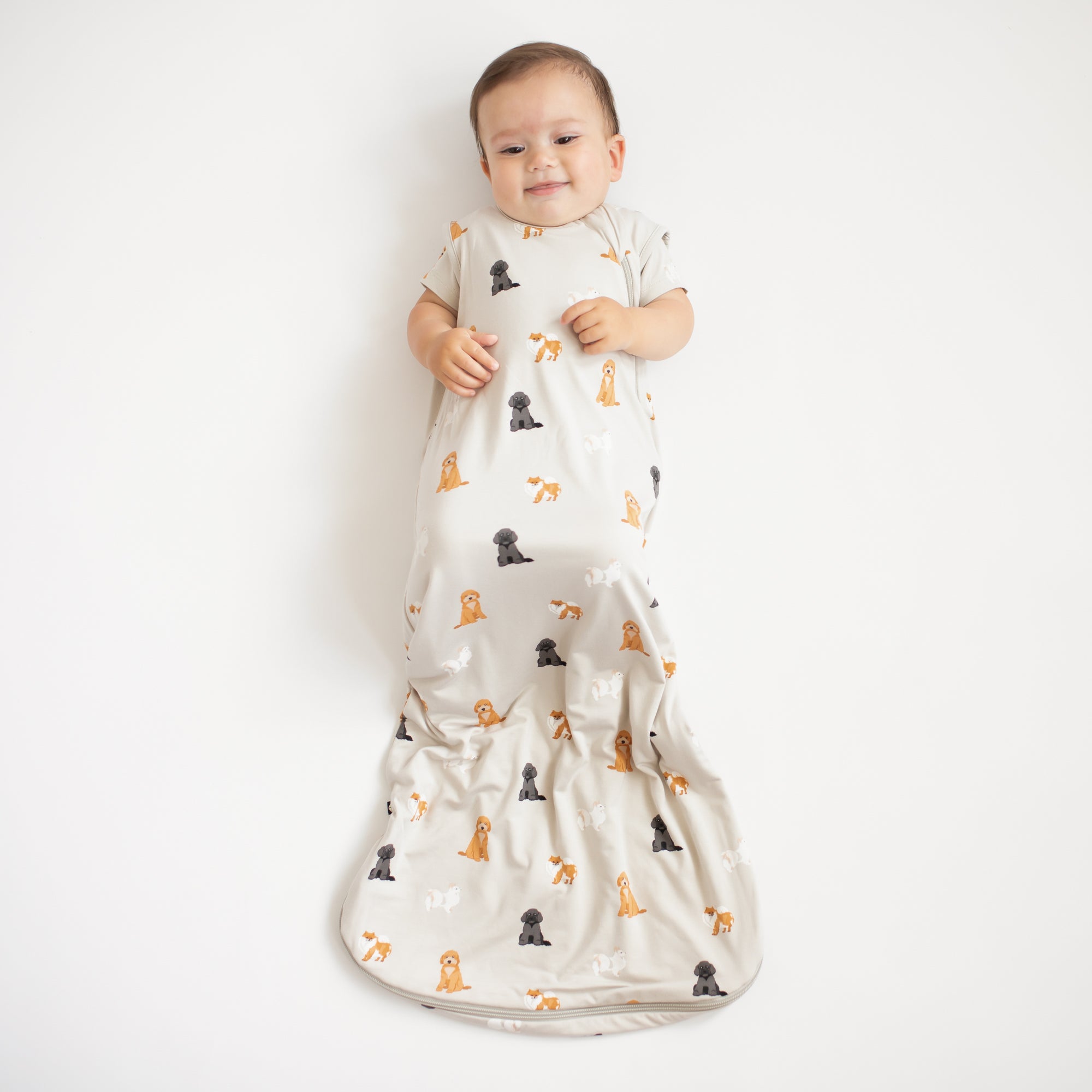 Baby wearing Sleep Bag in Fluffy Dog 0.5