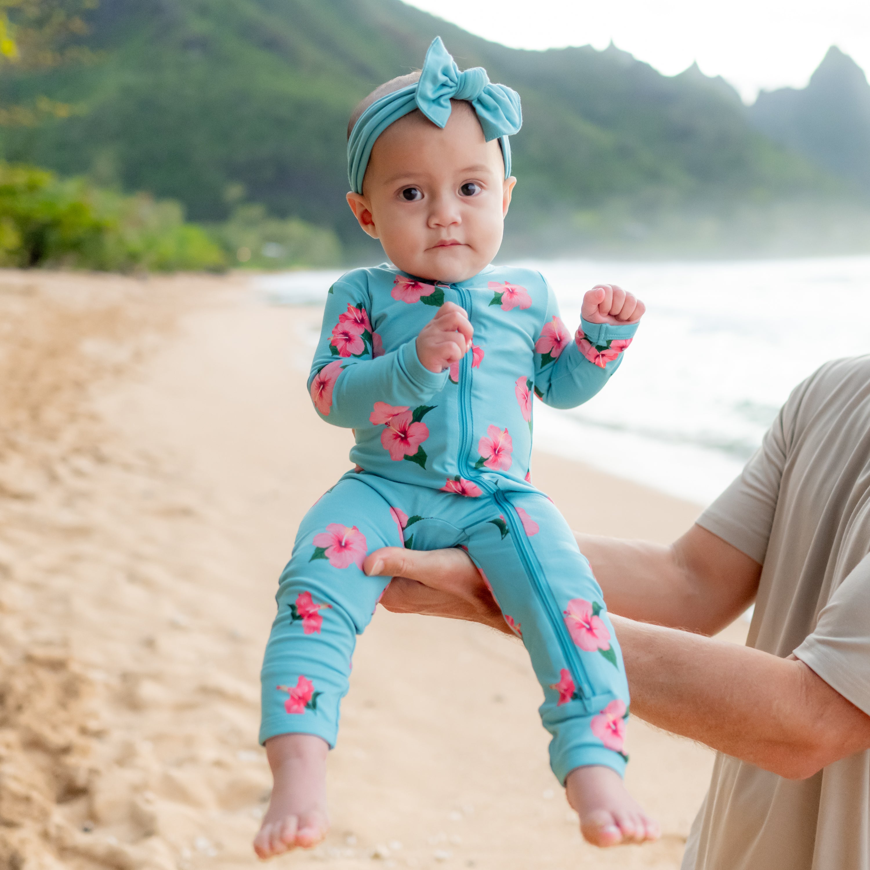 Zippered Romper in Hibiscus