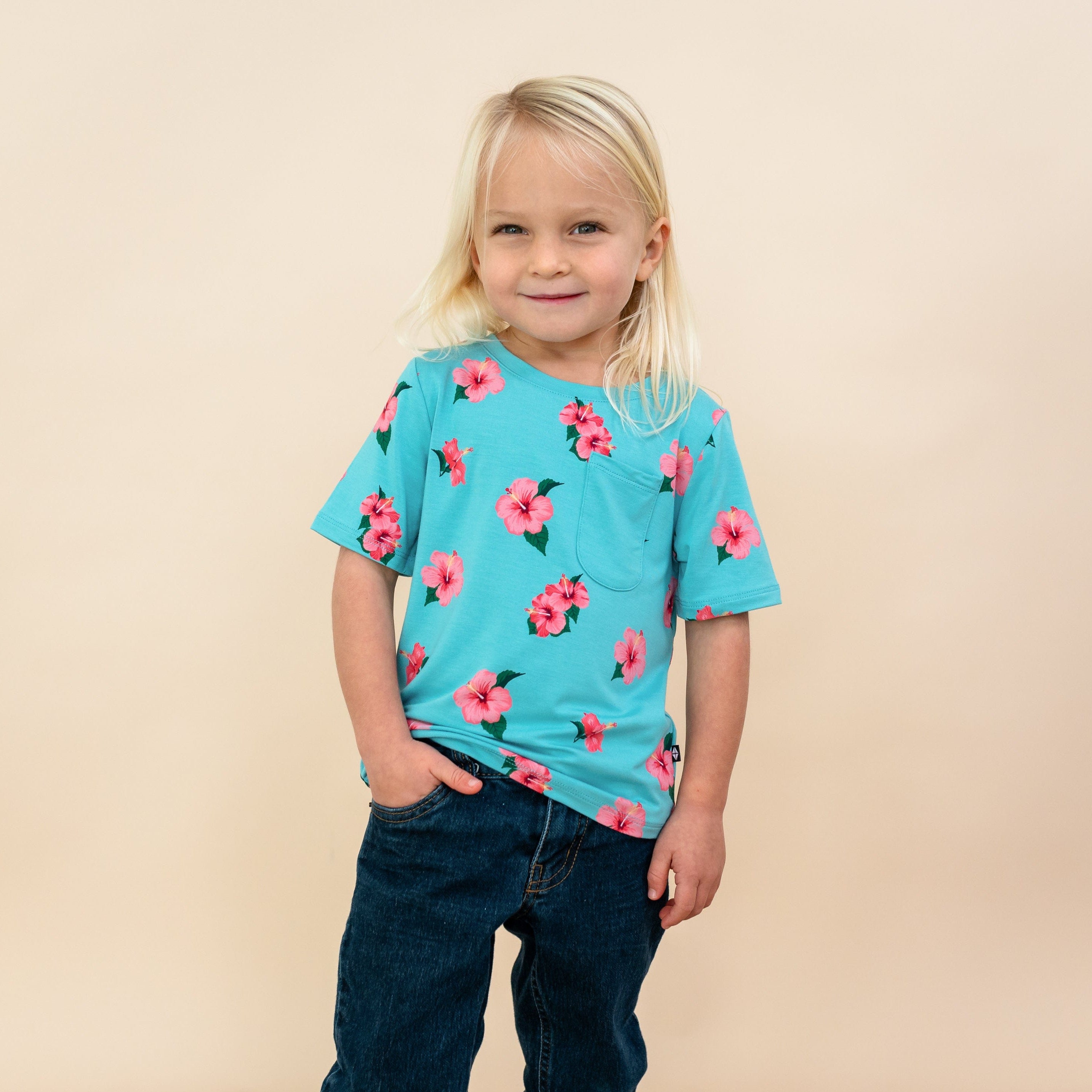 Toddler Crew Neck Tee in Hibiscus