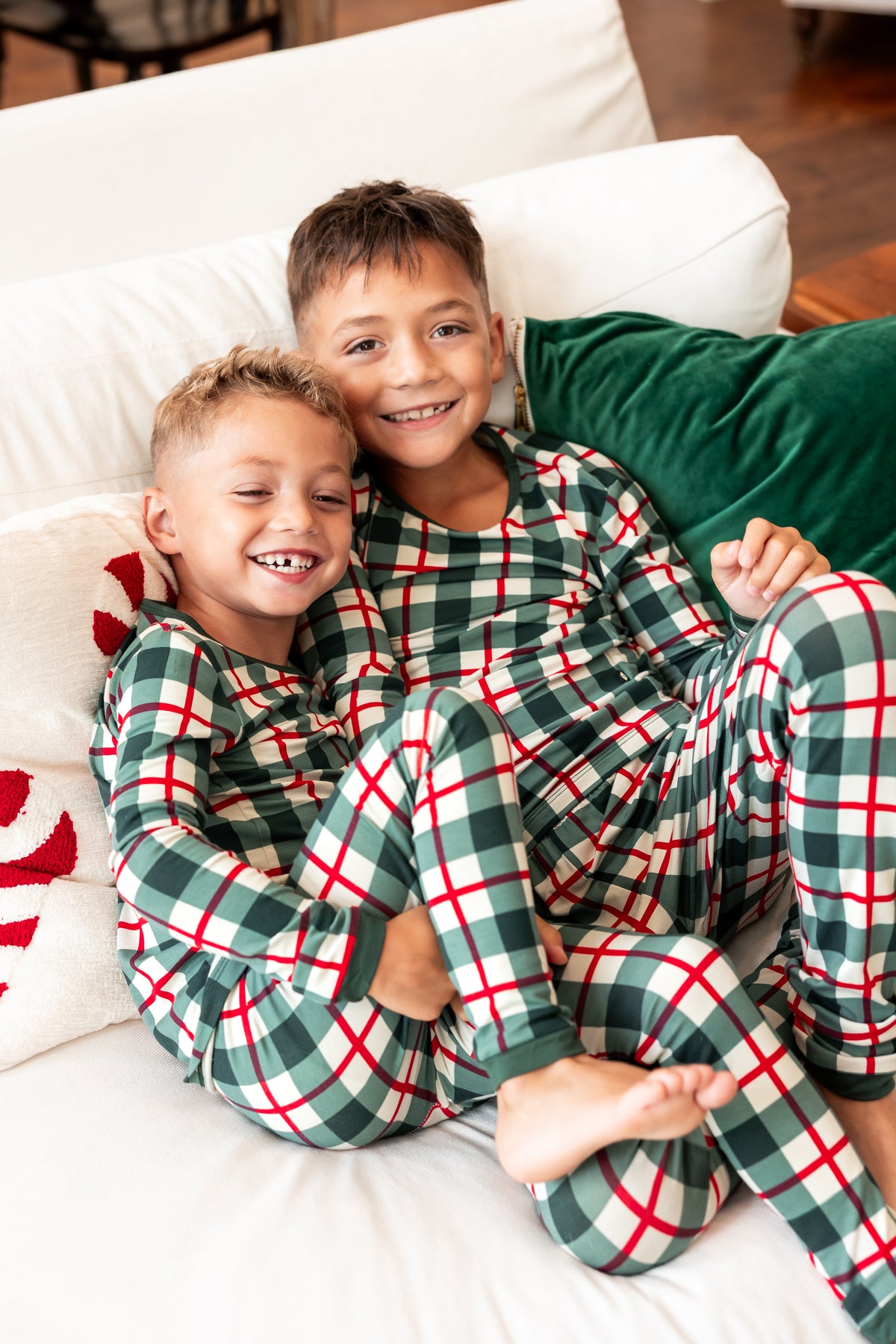 Long Sleeve Pajamas in Holiday Plaid