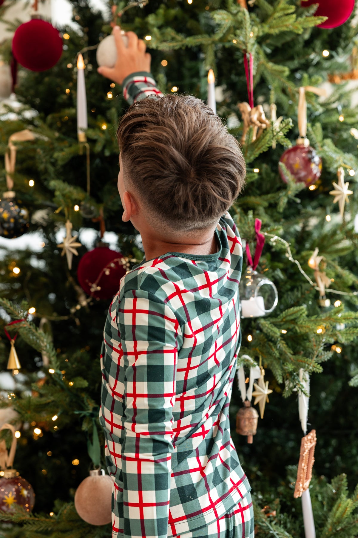 Long Sleeve Pajamas in Holiday Plaid