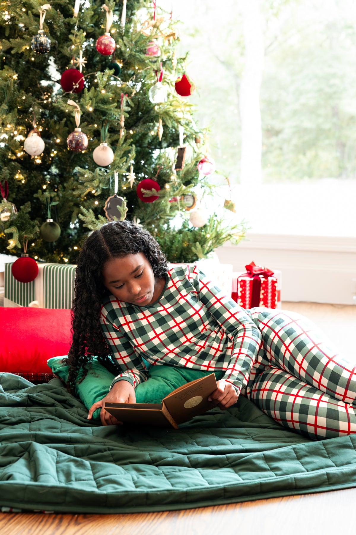 Long Sleeve Pajamas in Holiday Plaid