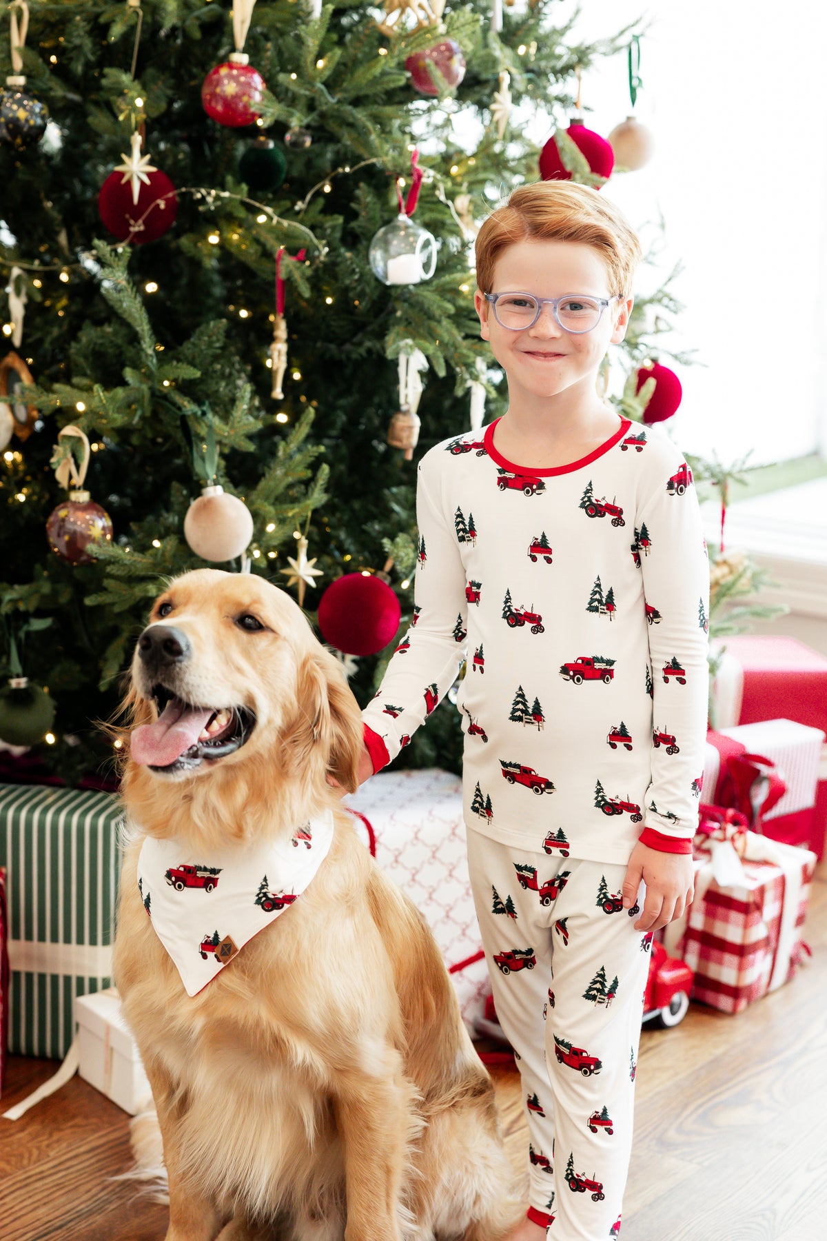 Long Sleeve Pajamas in Holiday Tree Farm
