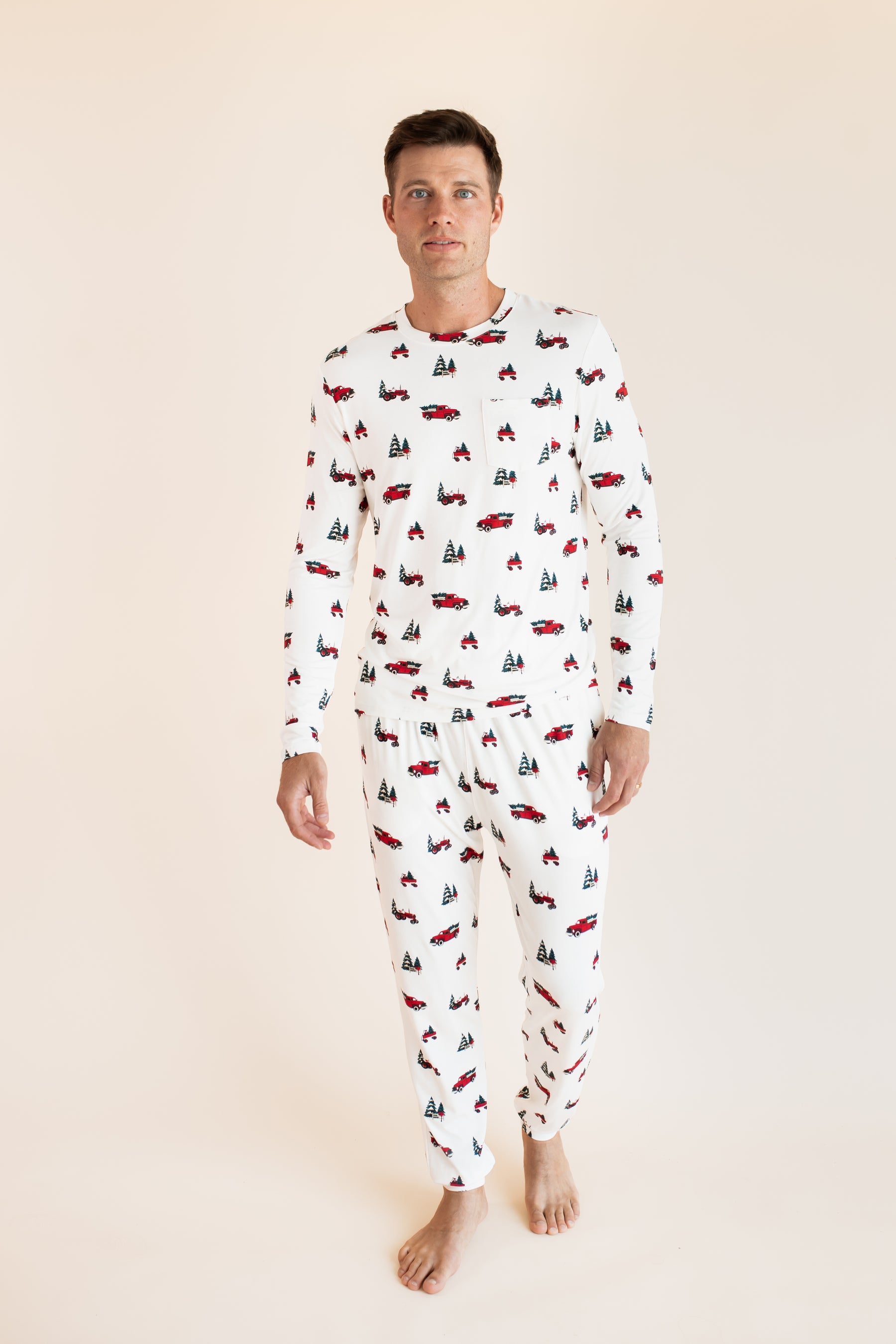 Men's Jogger Set in Holiday Tree Farm