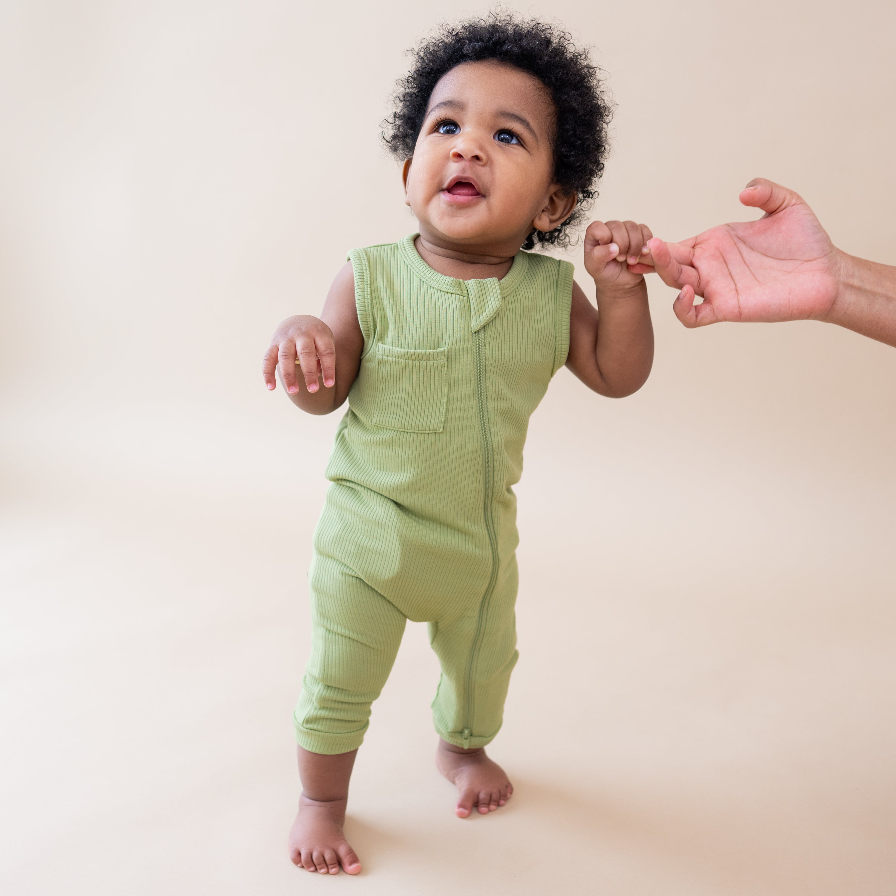 Ribbed Zippered Sleeveless Romper in Honu