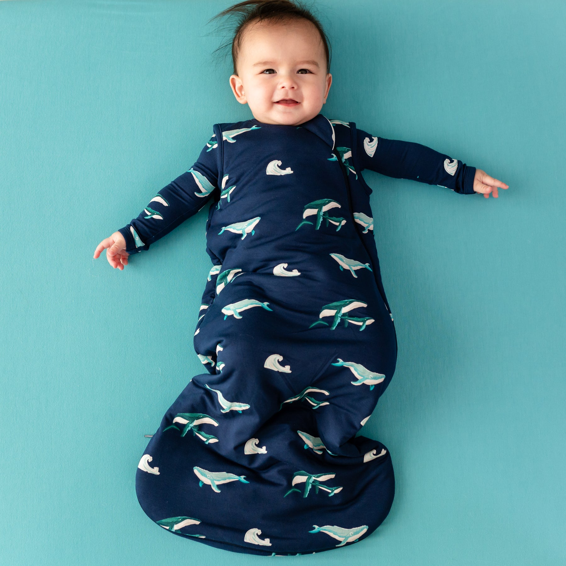 Baby wearing Sleep Bag in Humpback 1.0